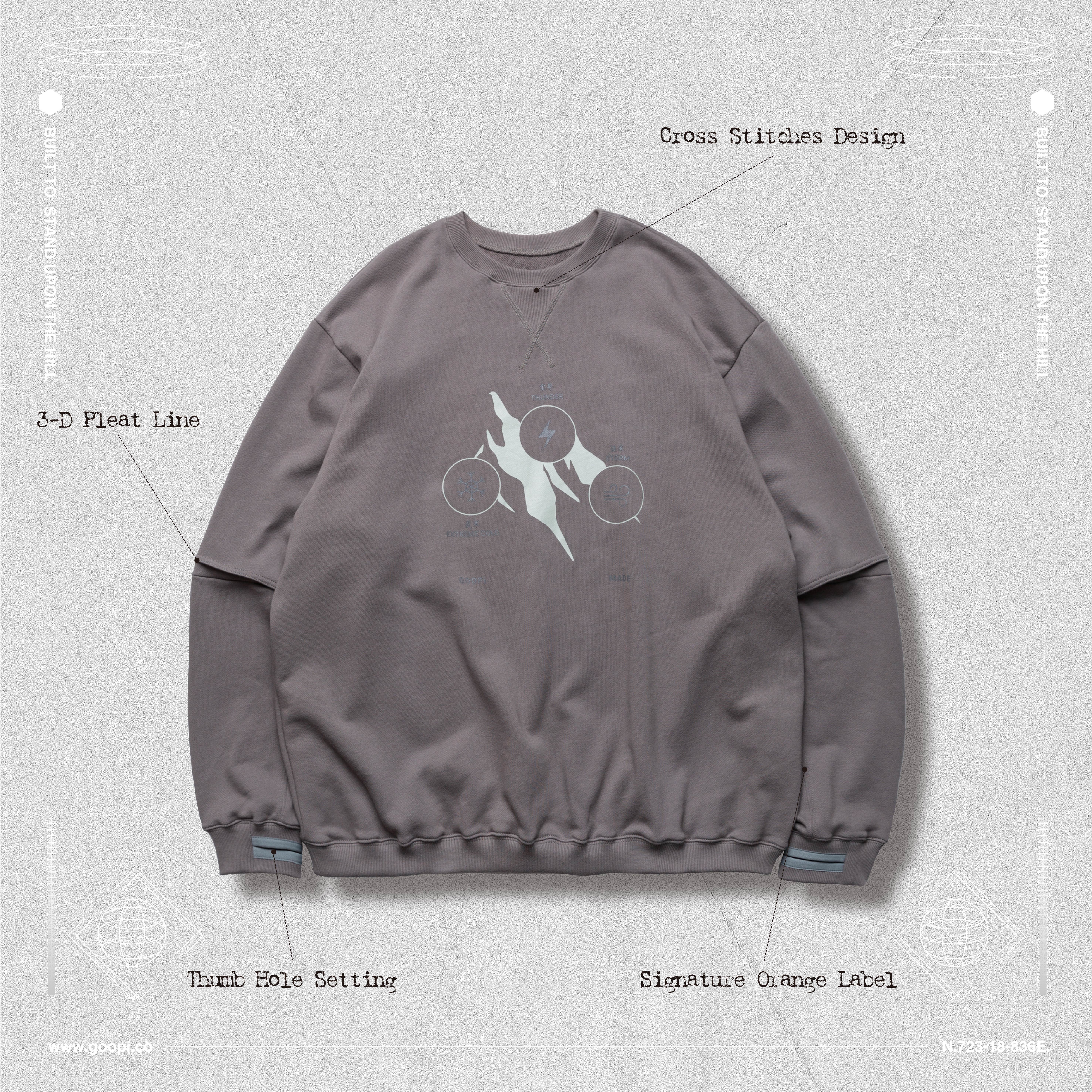 GoopiMade 19 A/W collection - LF -3 Functional wide crew neck - Grey