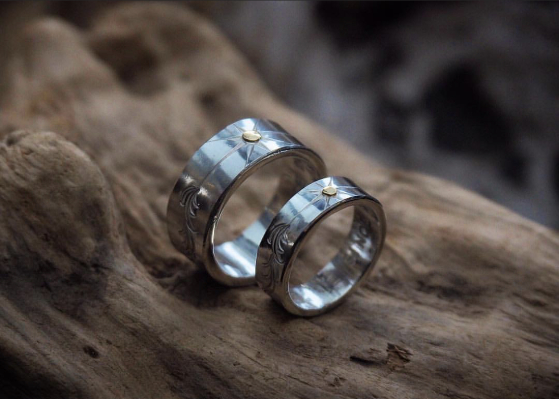 5mm K18 太陽/蔓藤花紋戒指