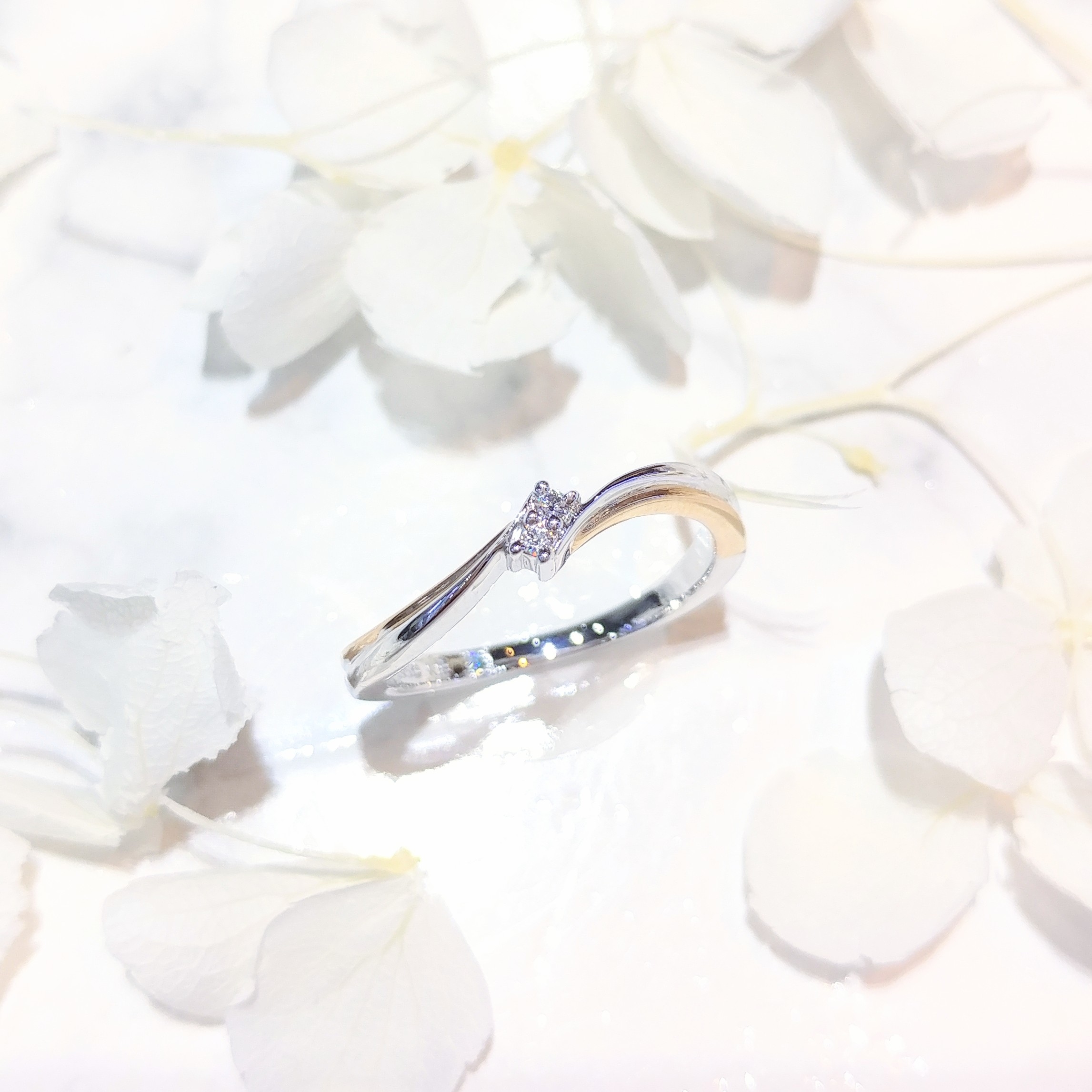 全新18K玫瑰金 鉑金PT950 2份鑽石戒指