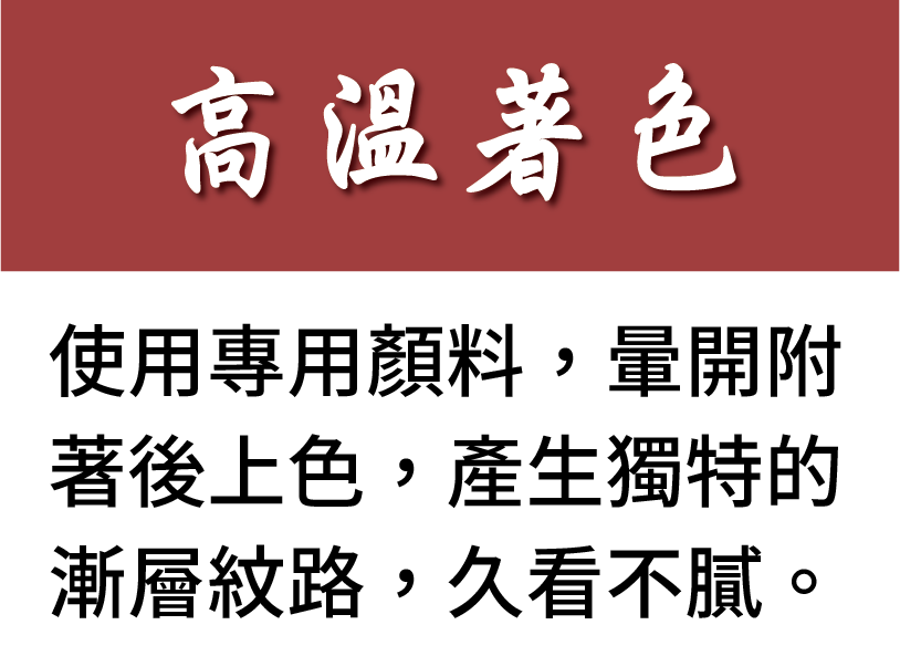 高溫著色使用專用顏料暈開附著後上色
