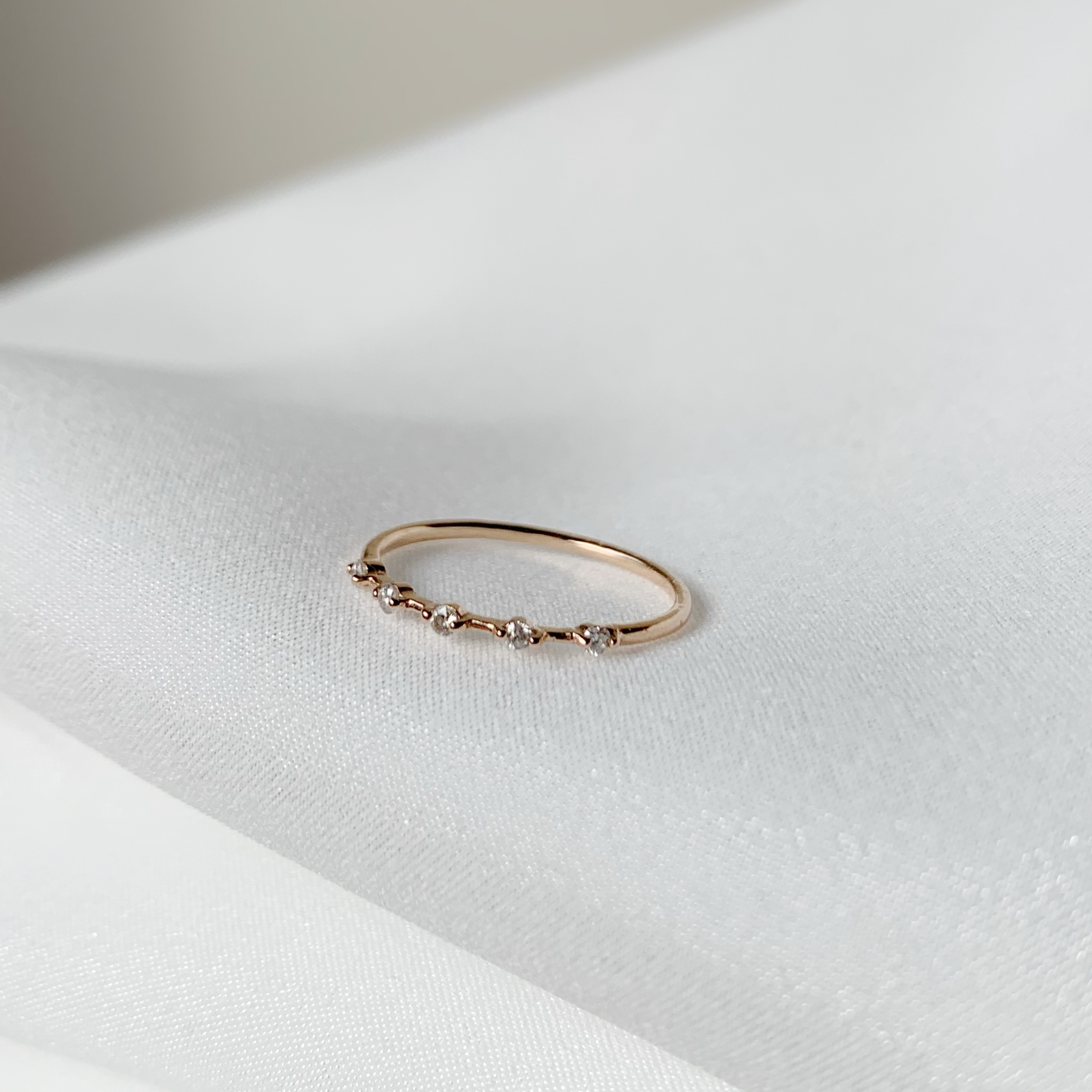 14k玫瑰金 夾鑲7.5分白鑽戒指