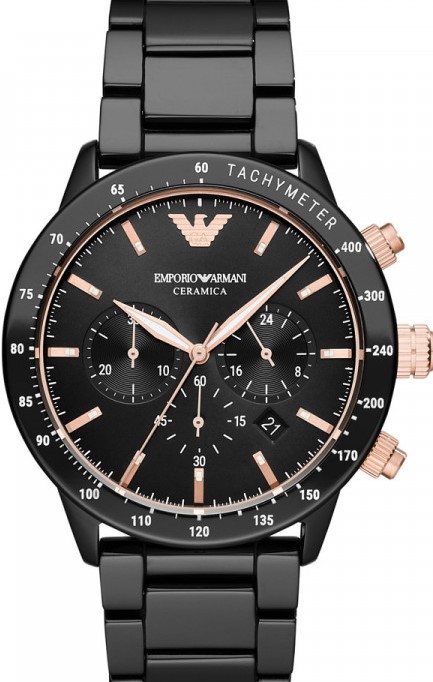 萬年鐘錶 - ARMANI   三眼計時陶瓷男錶   AR70002   錶徑42.5MM