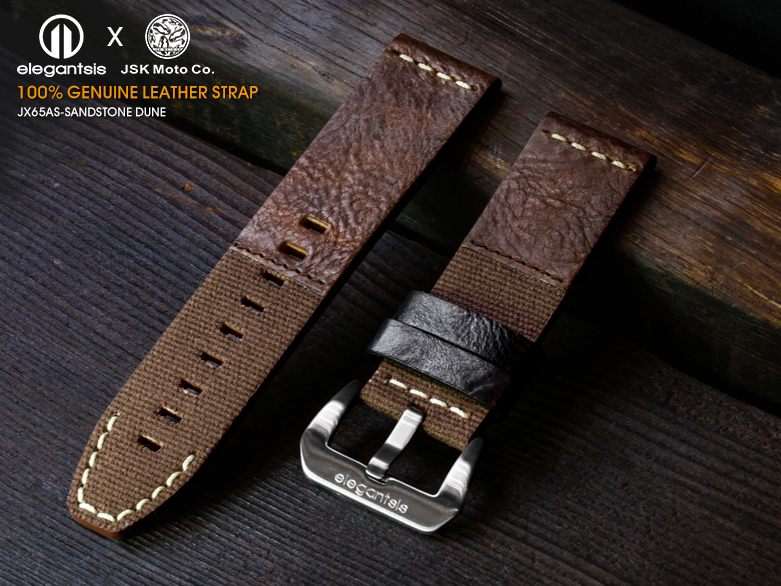 萬年鐘錶 - elegantsis 愛樂時    JX65AS-JSK-100% 頂級柔軟真小牛皮錶帶   錶帶寬  24MM