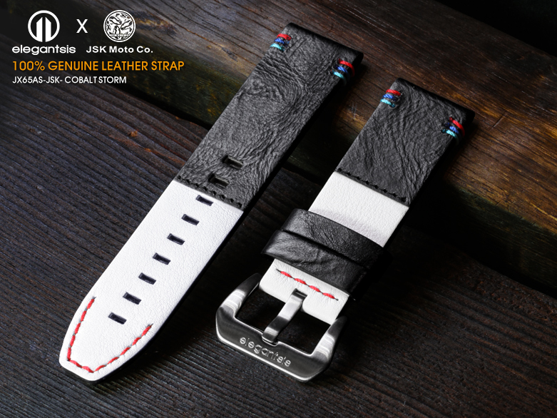 萬年鐘錶 - elegantsis 愛樂時    JX65AS-JSK-100% 頂級柔軟真小牛皮錶帶   錶帶寬  24MM