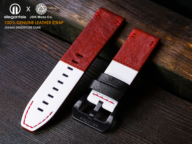 萬年鐘錶 - elegantsis 愛樂時    JX65AS-JSK-100% 頂級柔軟真小牛皮錶帶   錶帶寬  24MM