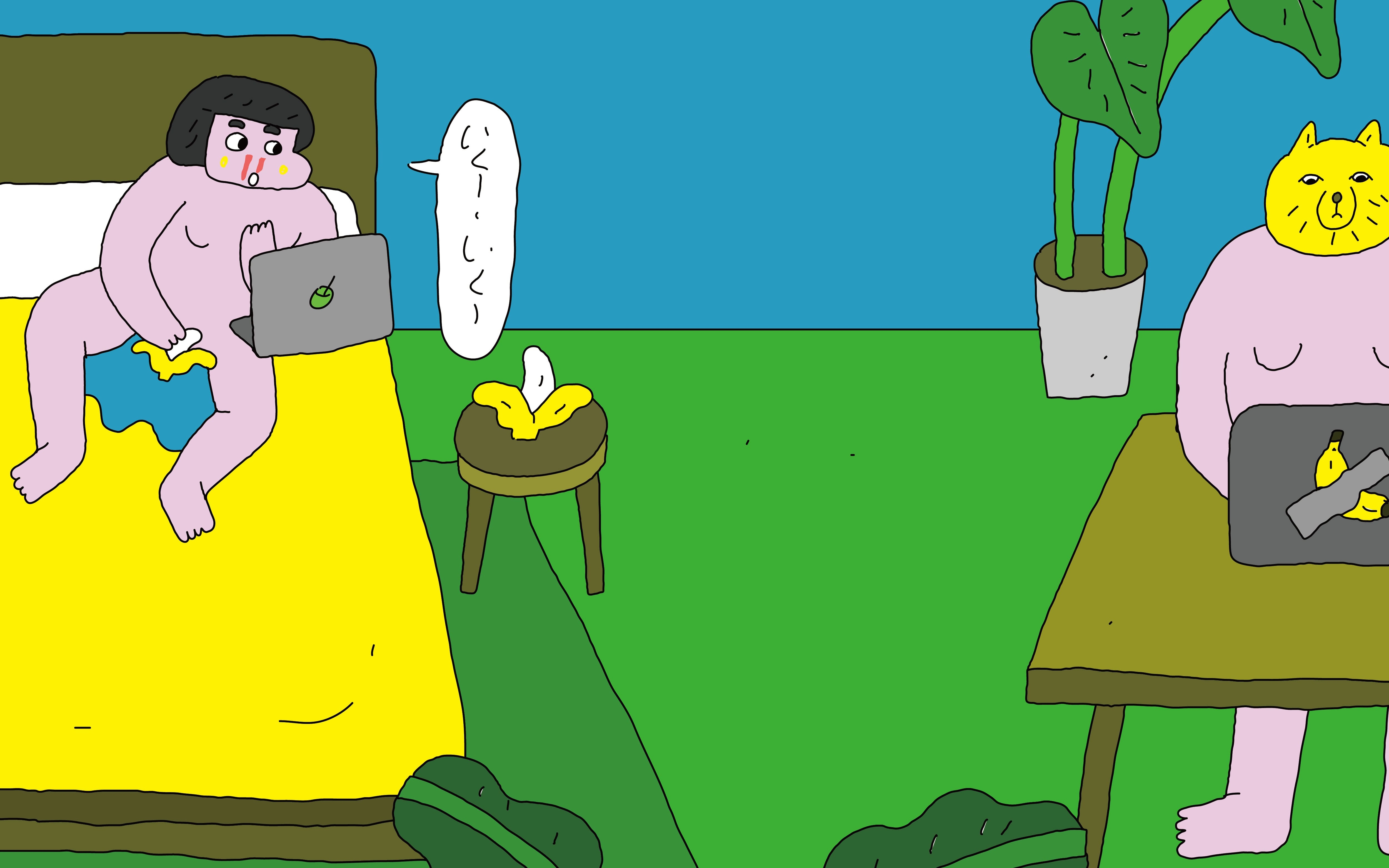 早上畫圖前，都需要蕉男友補充腥能量！才能開始展腥的一天