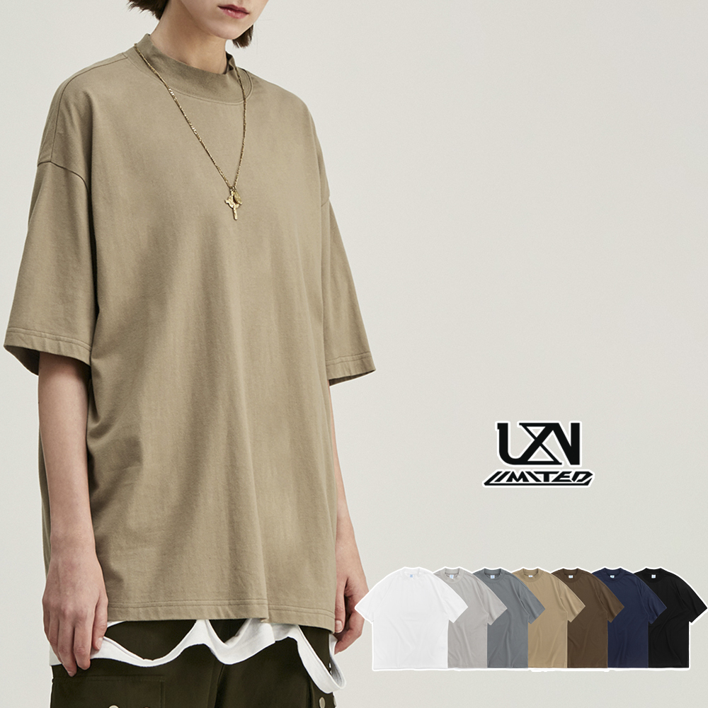 立領純色寬鬆短袖上衣