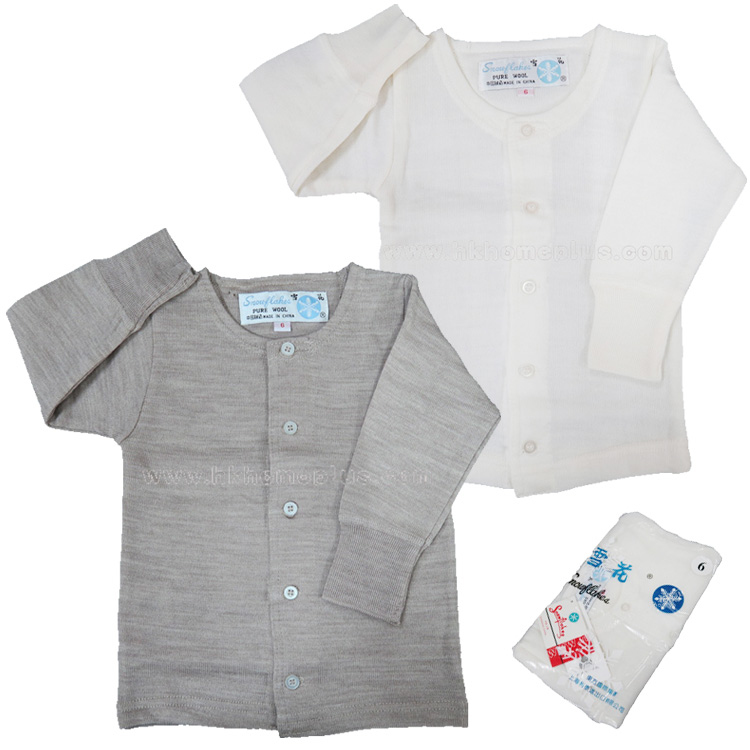 雪花牌: 童裝純羊毛開鈕長袖開襟衫 (2-14碼)