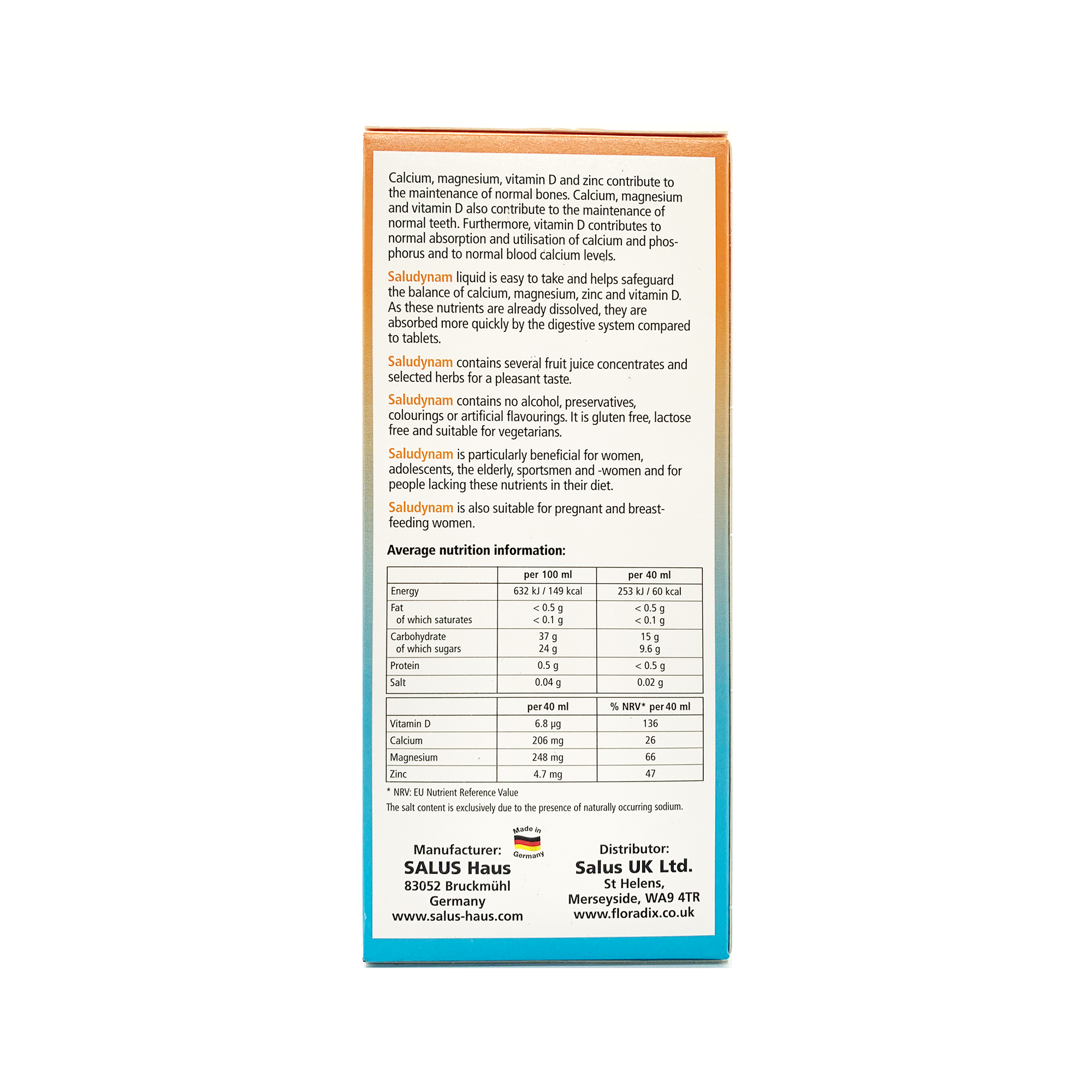 Floradix Calcium Magnesium, zinc and vitamin D (250ml) (C037)