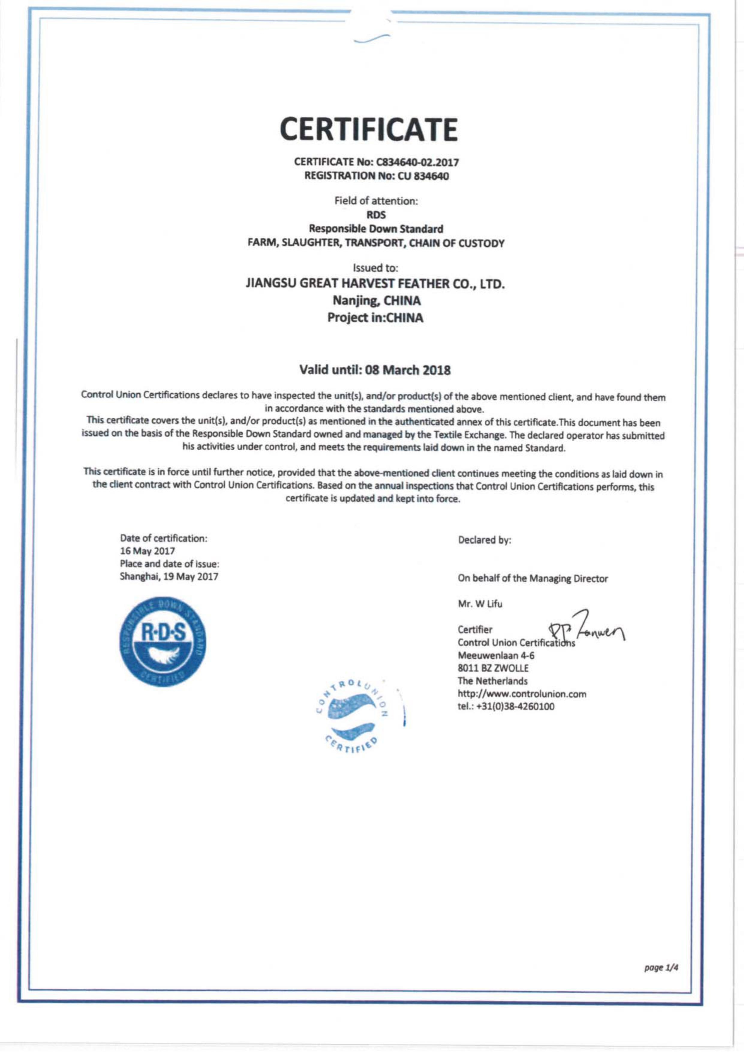 Responsible Down Standard