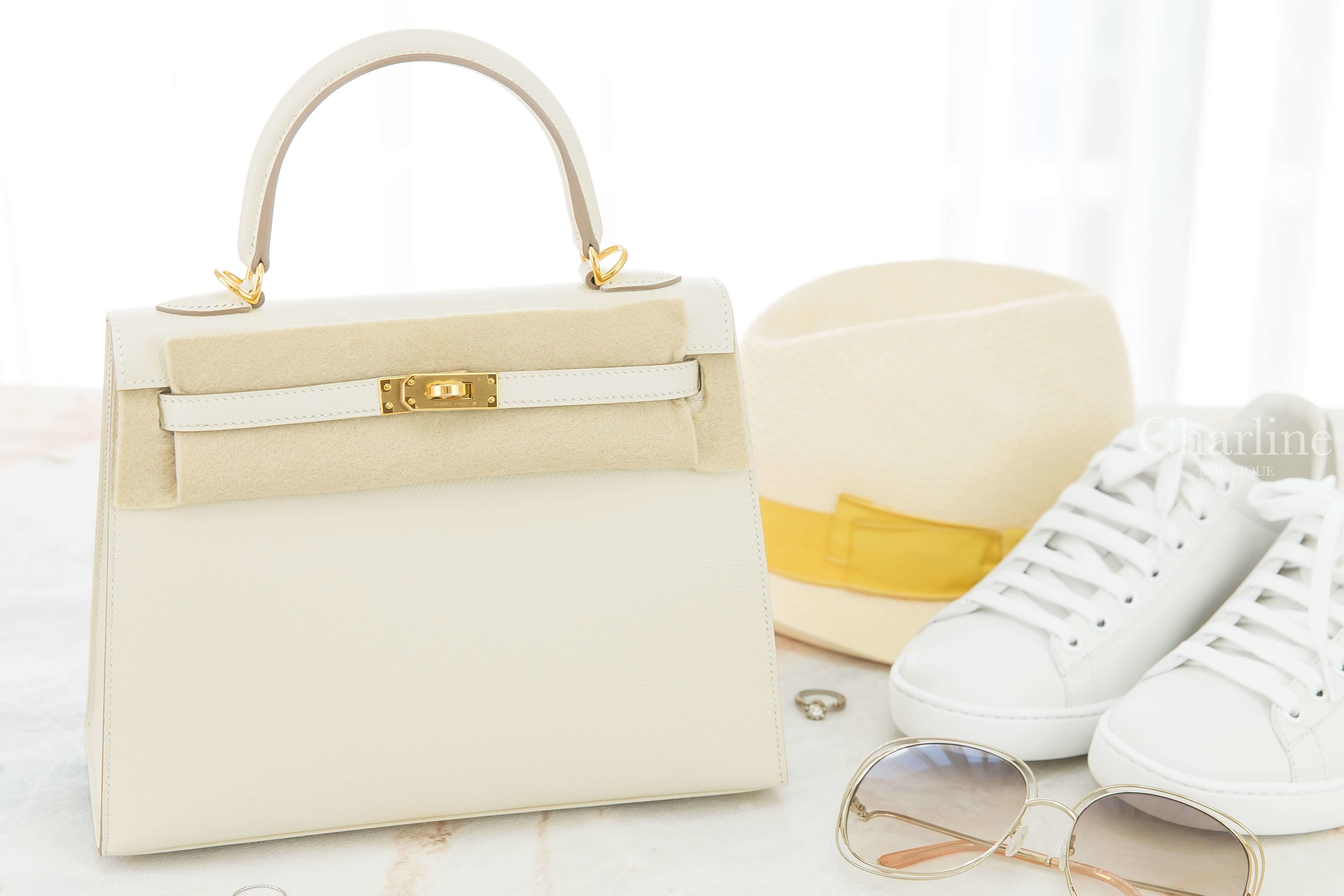 Hermès Kelly 25cm ​10 Craie Veau Epsom 奶昔白金釦凱莉包