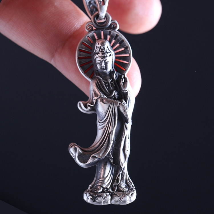 999純銀精工版｜大慈大悲觀世音菩薩項墜