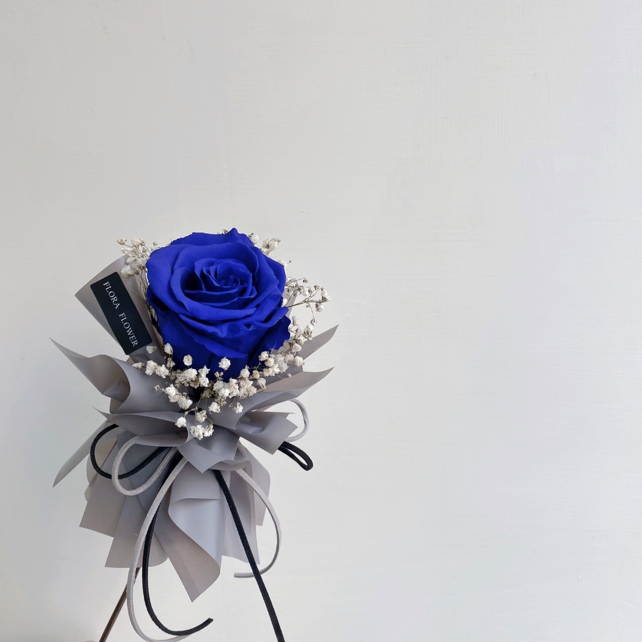 單枝玫瑰花-寶藍