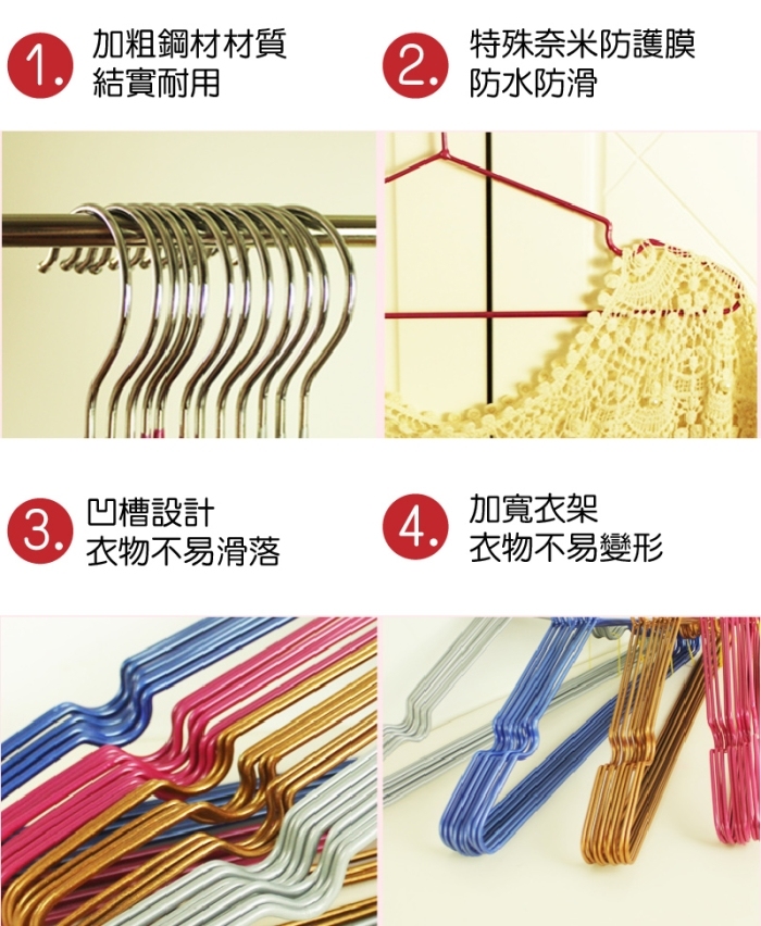 TRENY 防鏽保護膜防滑衣架 - 10支