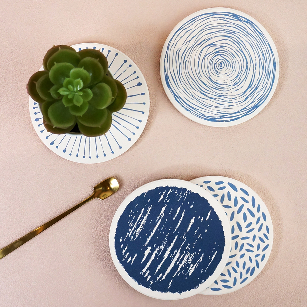 流動時光圓形珪藻土杯墊