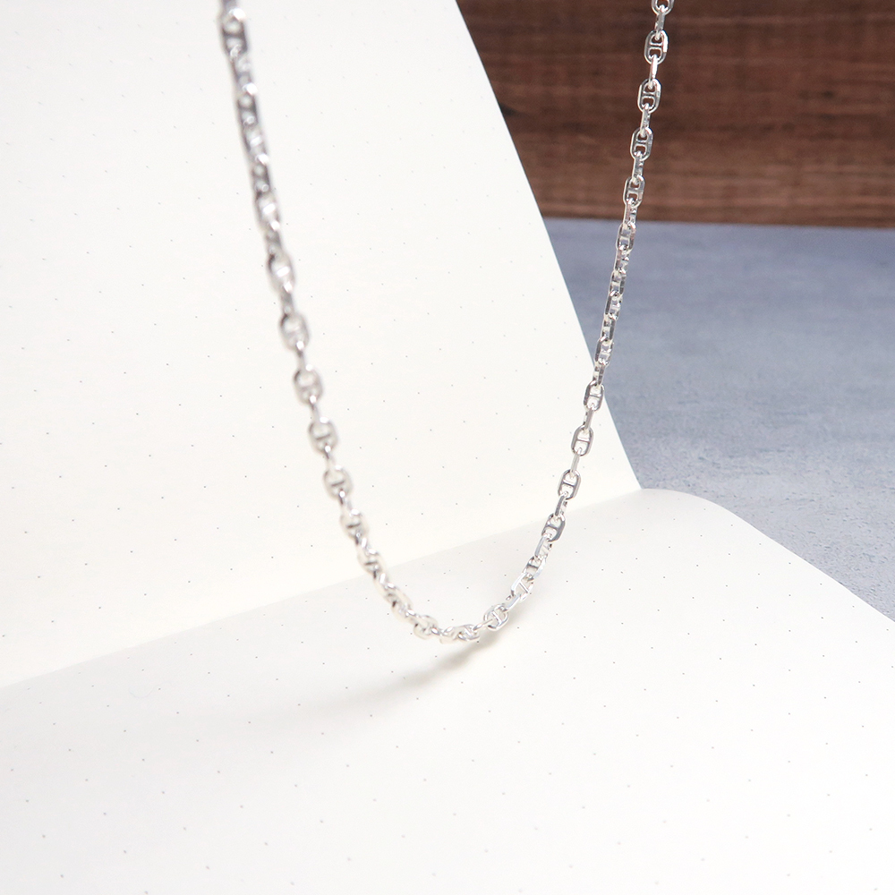 稜角海錨鍊(2.4mm中鍊) 925純銀 女生 男生 中性項鍊 客製長度銀鍊