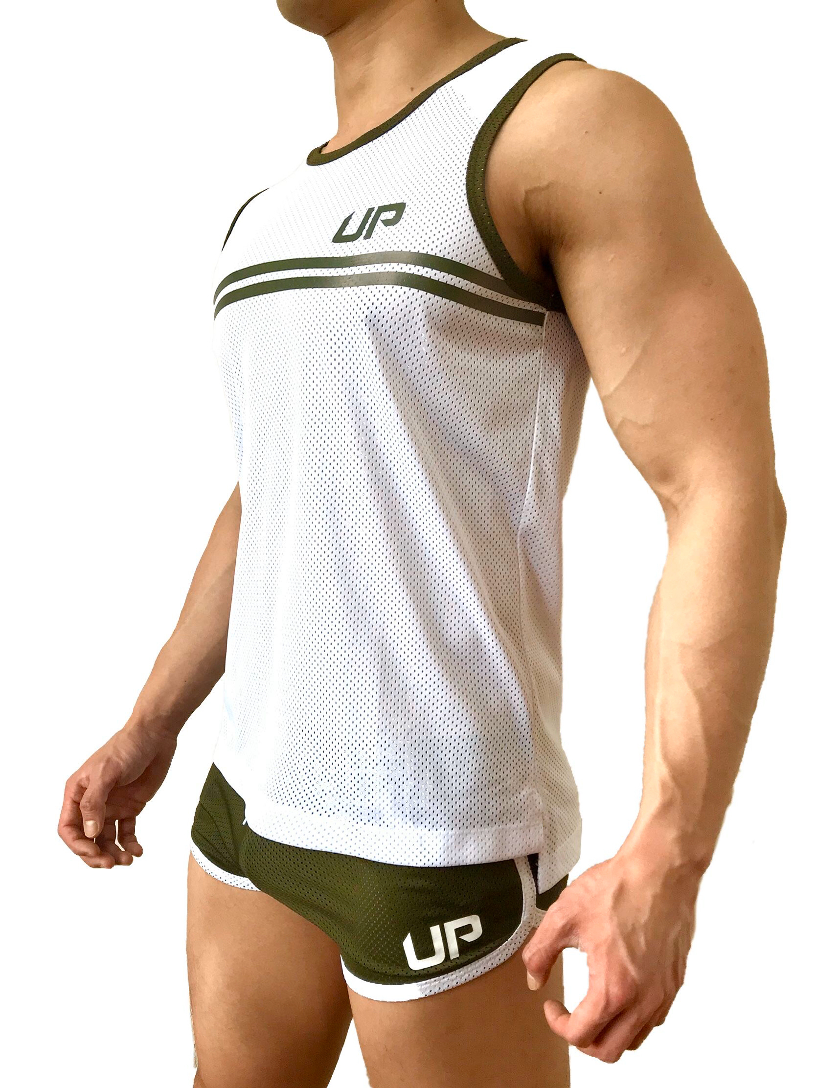 Army Tank High 網布背心 透視白/軍墨綠