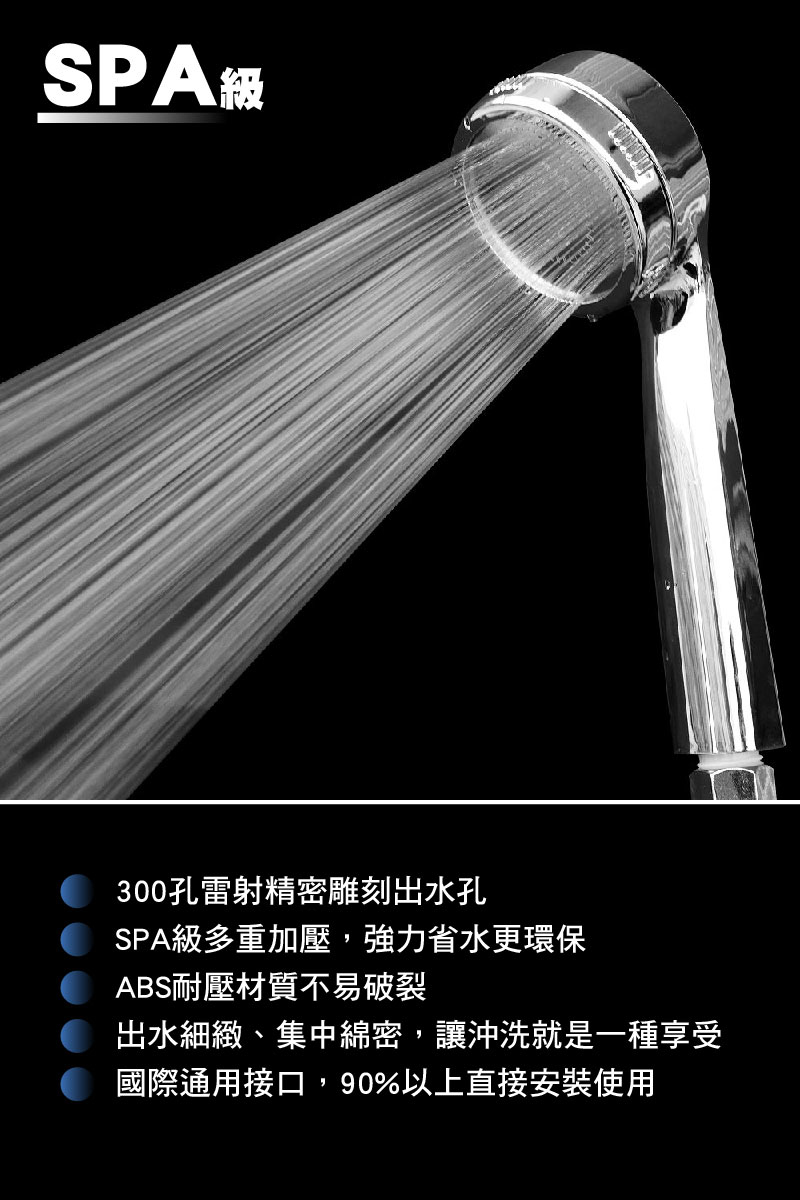 SPA級加壓大圓型蓮蓬頭300孔 + 不鏽鋼水管 2 米