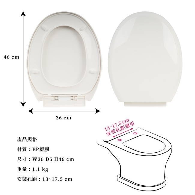 TRENY 經典款緩降馬桶蓋-白