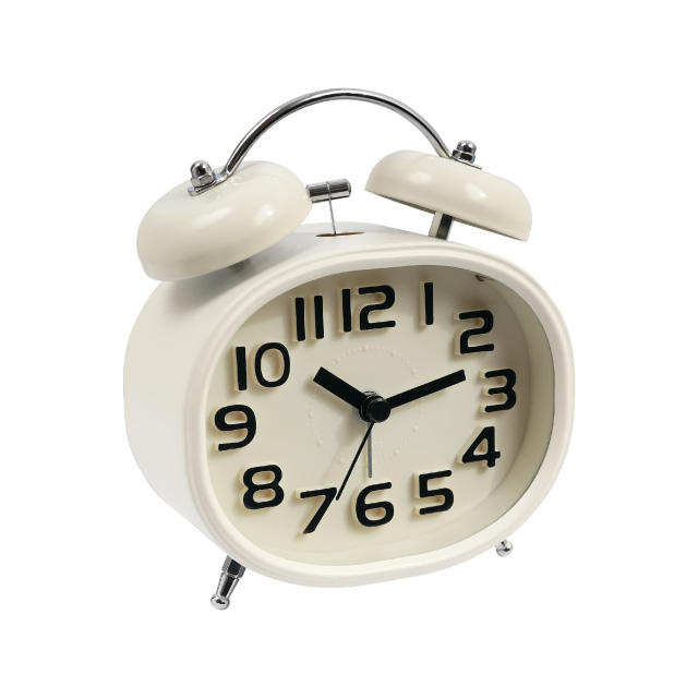 橢圓復古打鈴鬧鐘-4吋 米白