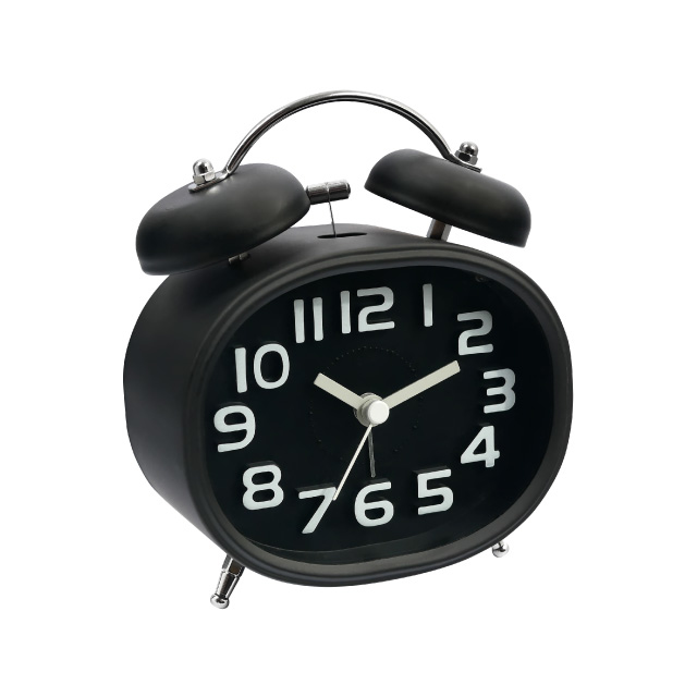 橢圓復古打鈴鬧鐘-4吋 黑