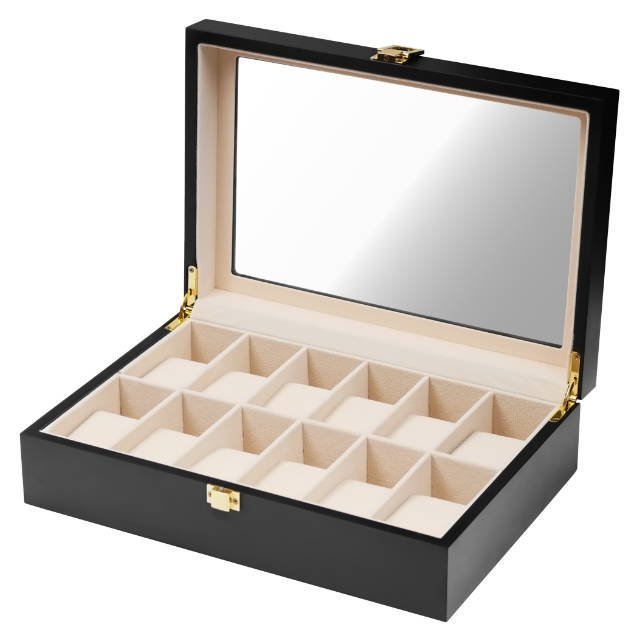 TRENY 高質感木質手錶收納盒 - 12格
