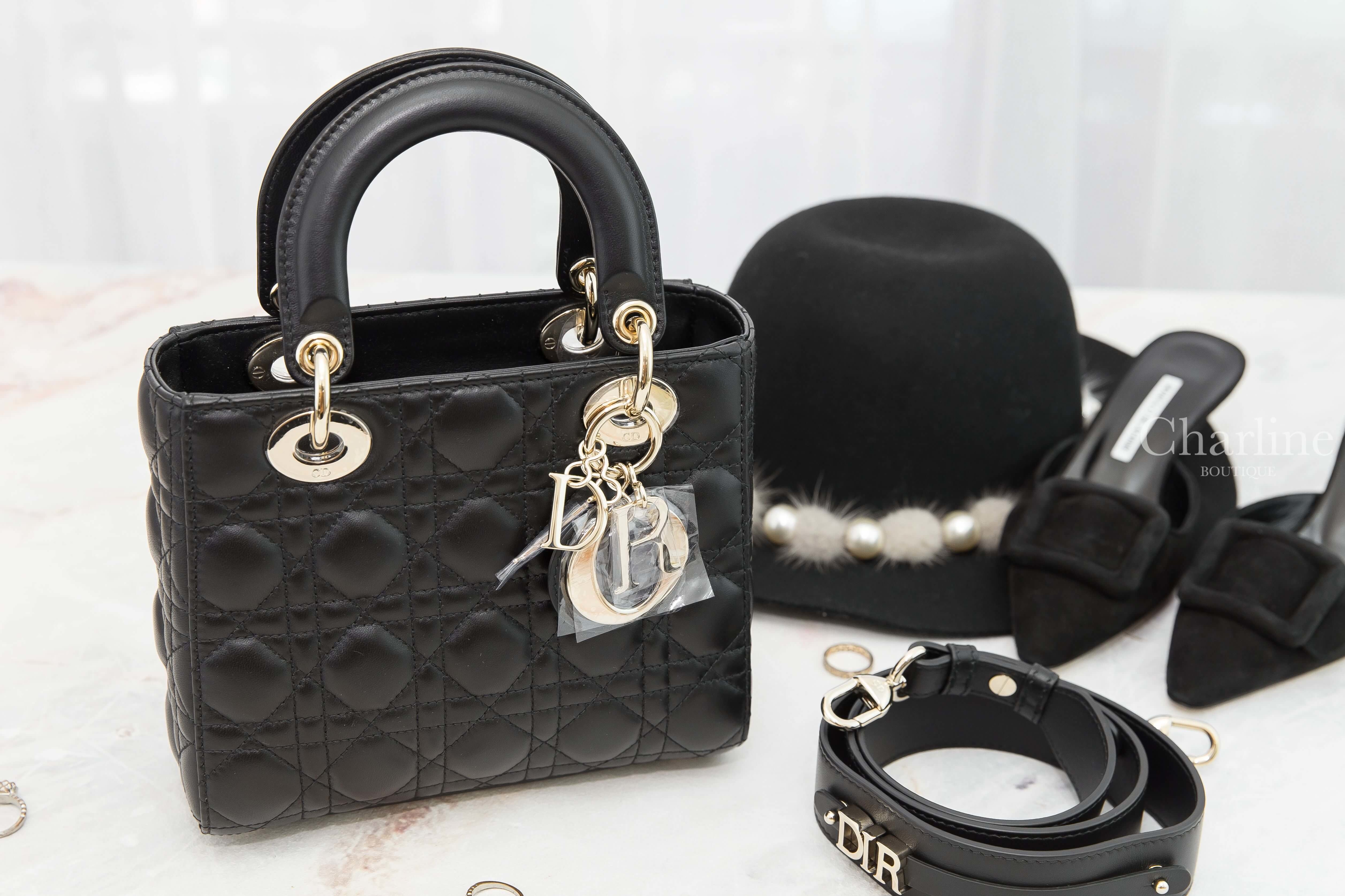 Dior My Abcdior Lambskin Bag 黑色自選字背帶金扣小型小羊皮手提肩背包