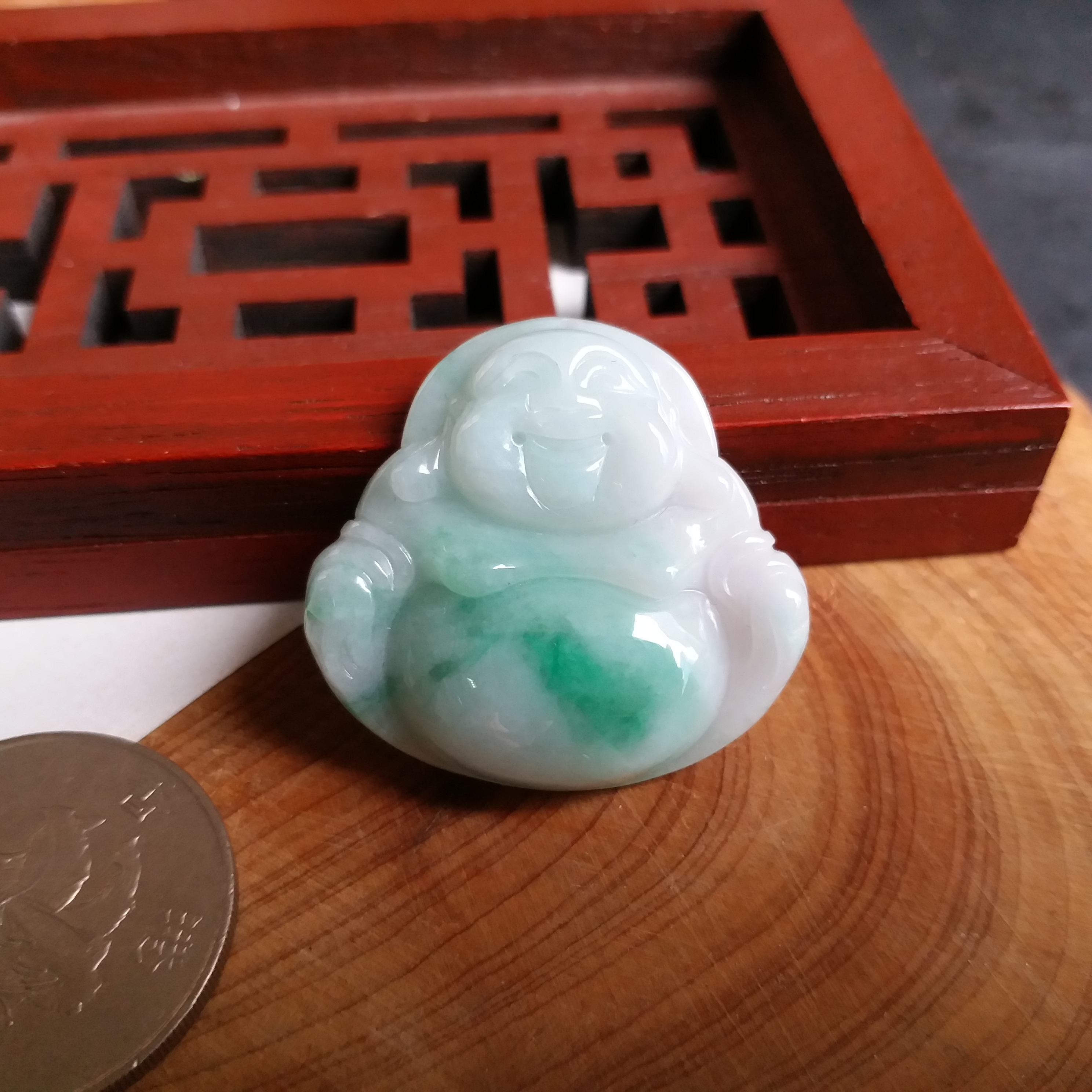 冰糯飄綠笑佛, 天然翡翠A玉, 緬甸玉, Jade, Jadeite