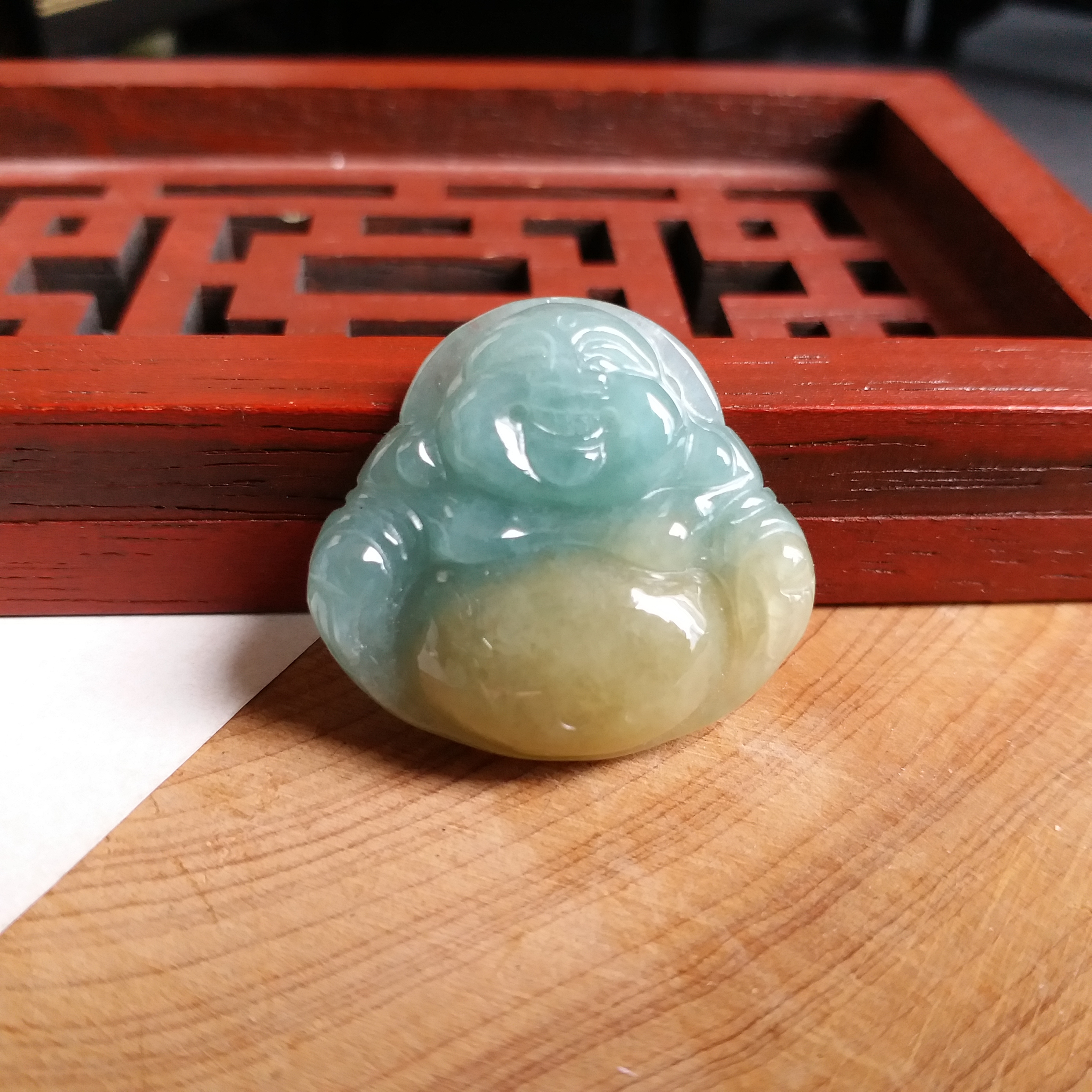 P1411352 翡翠金綠雙色佛吊墜