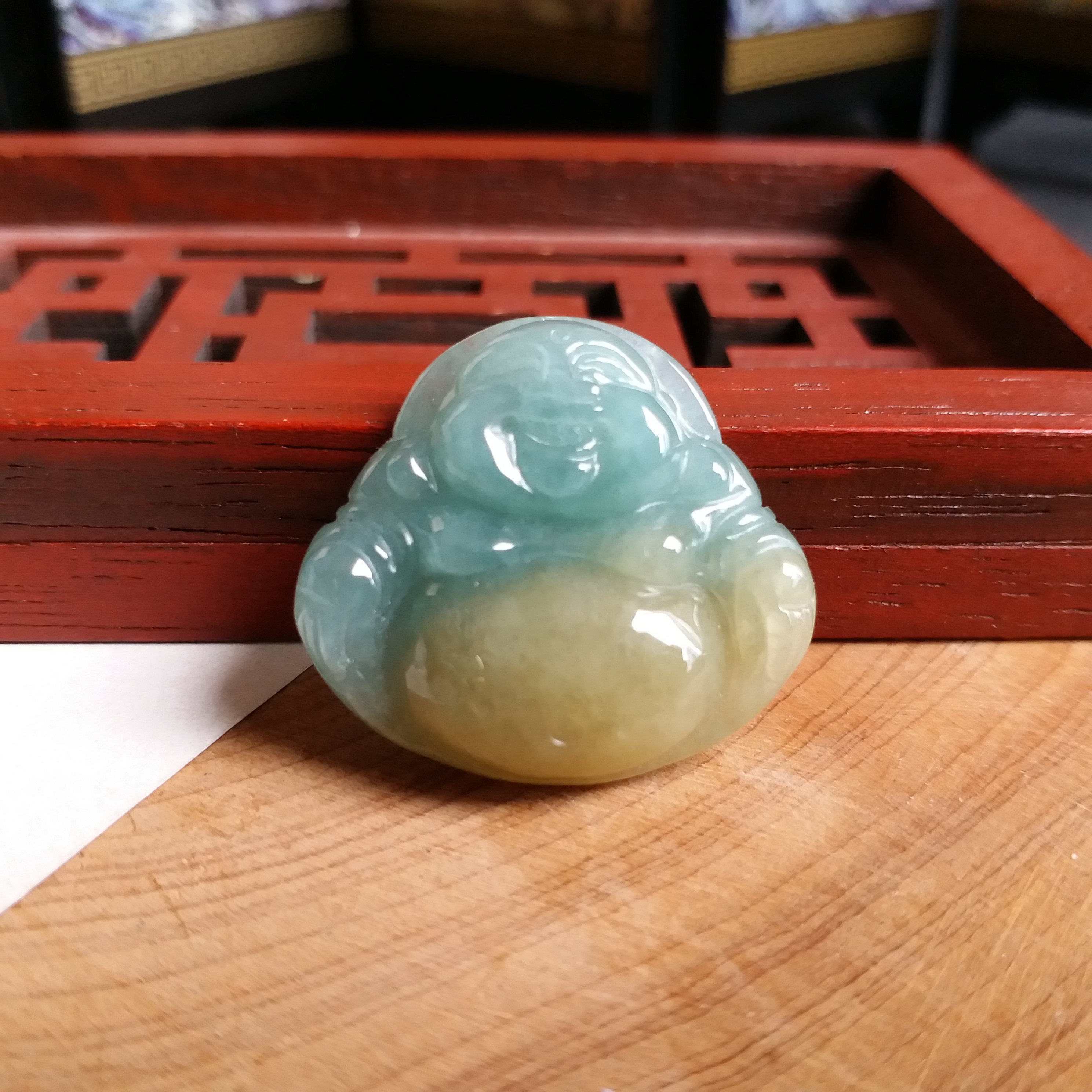 P1411352 翡翠金綠雙色佛吊墜