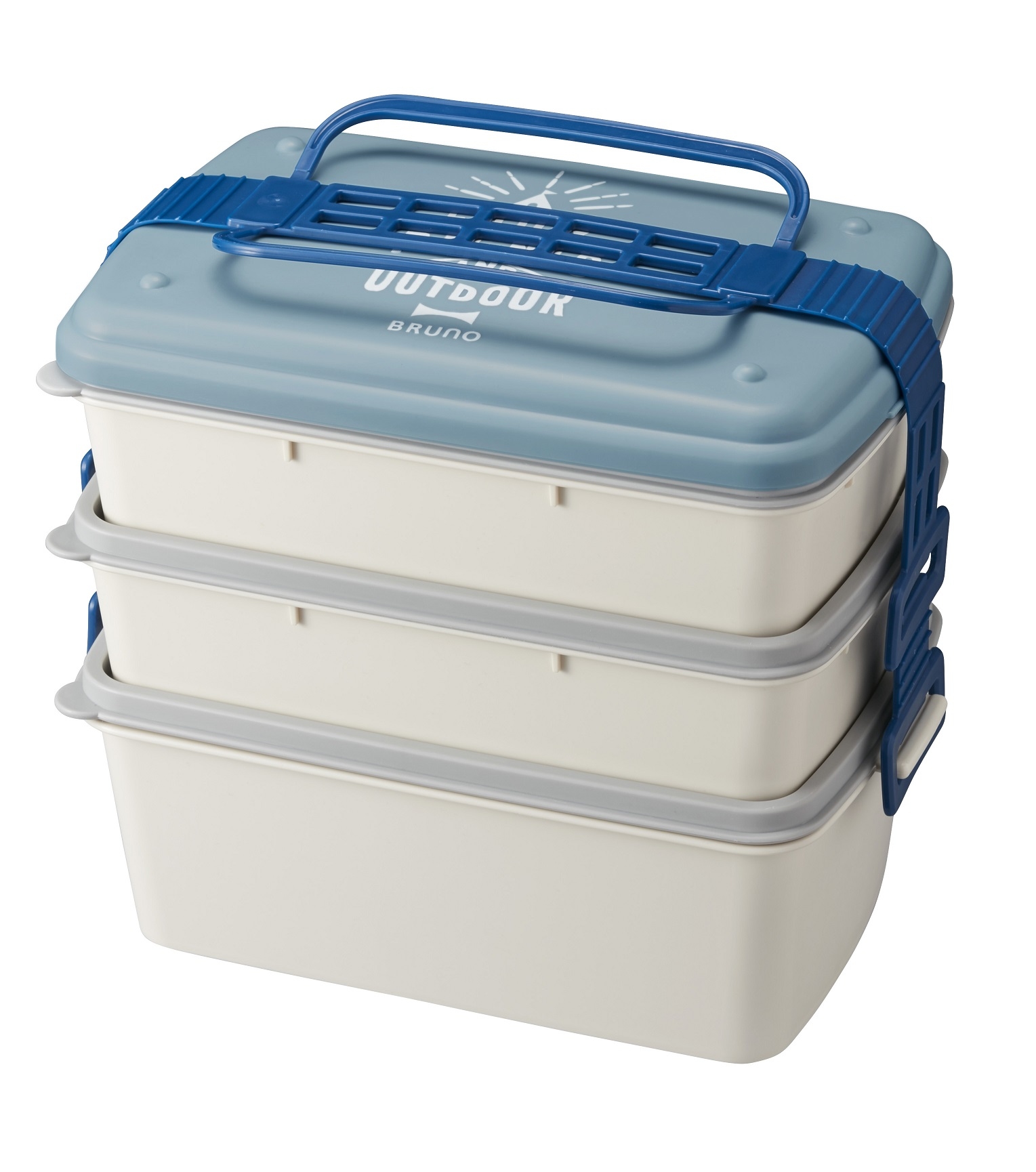 【BRUNO】風格野餐三層便當盒 長形(2色) BHK109