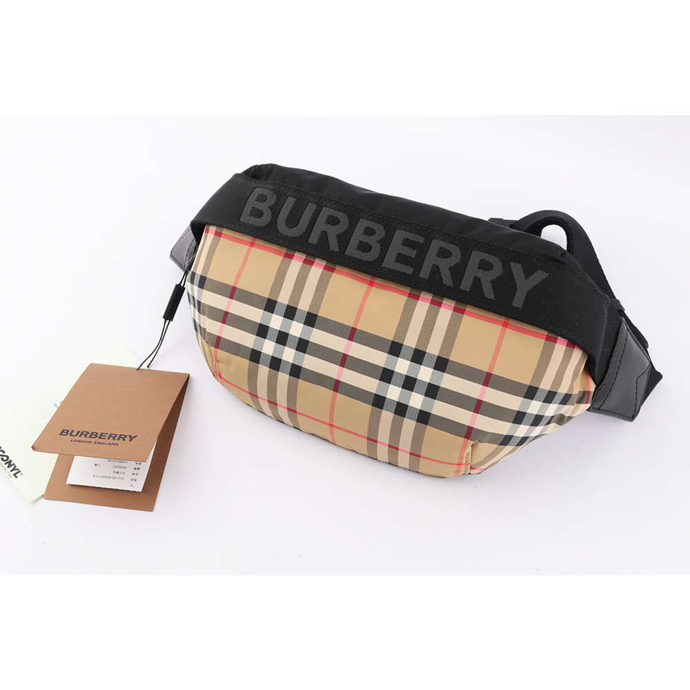 【BURBERRY】中型Vintage格紋及標誌性條紋腰包