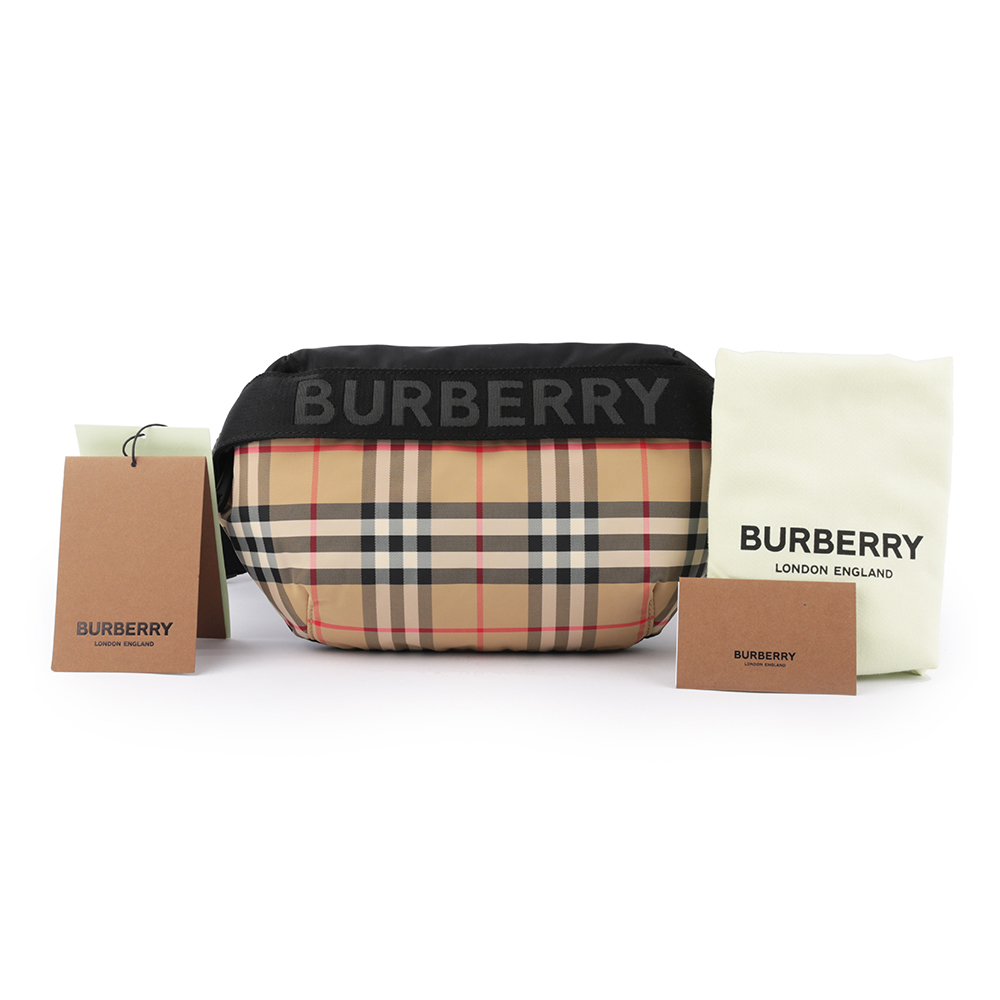 【BURBERRY】中型Vintage格紋及標誌性條紋腰包