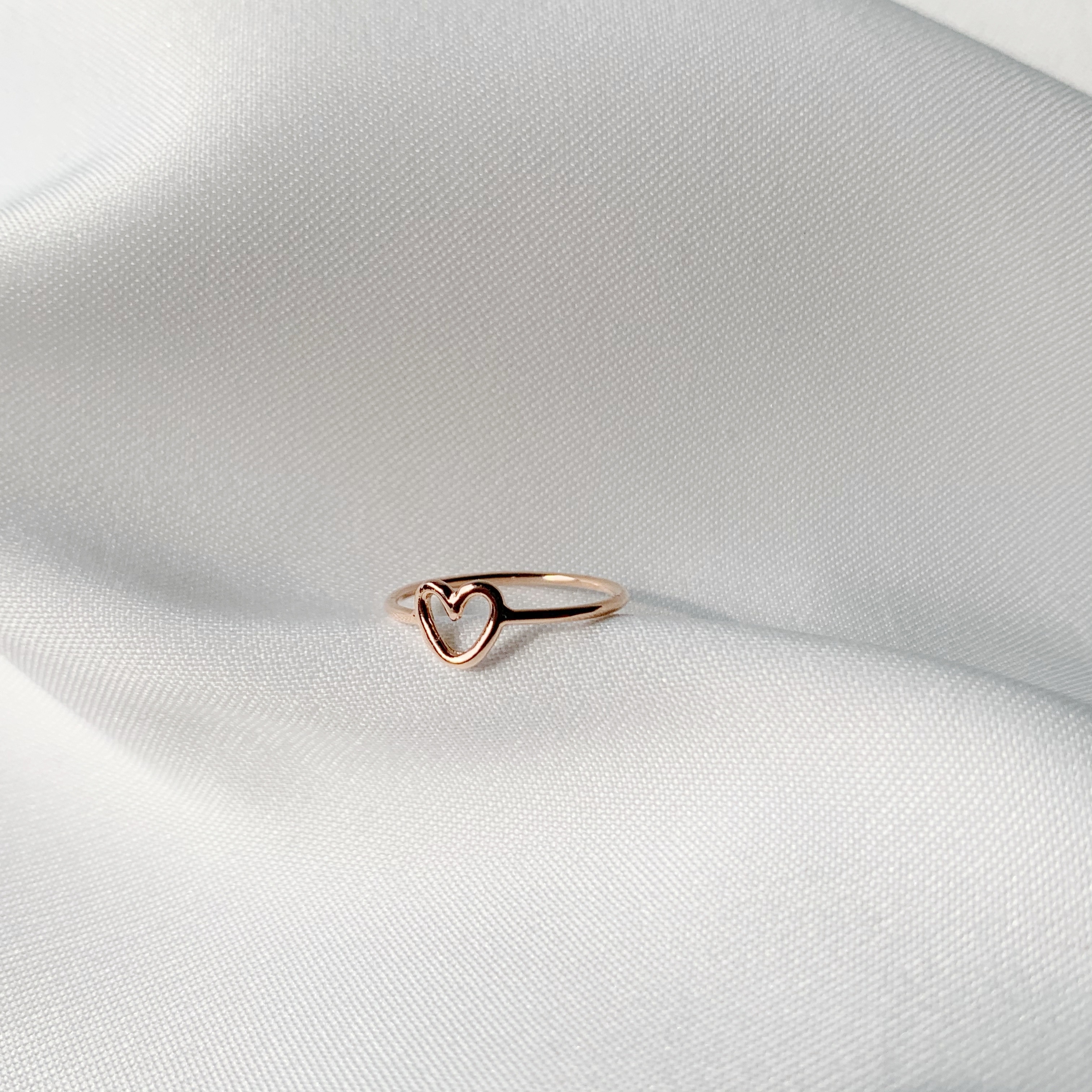 手繪感愛心戒指-玫瑰金