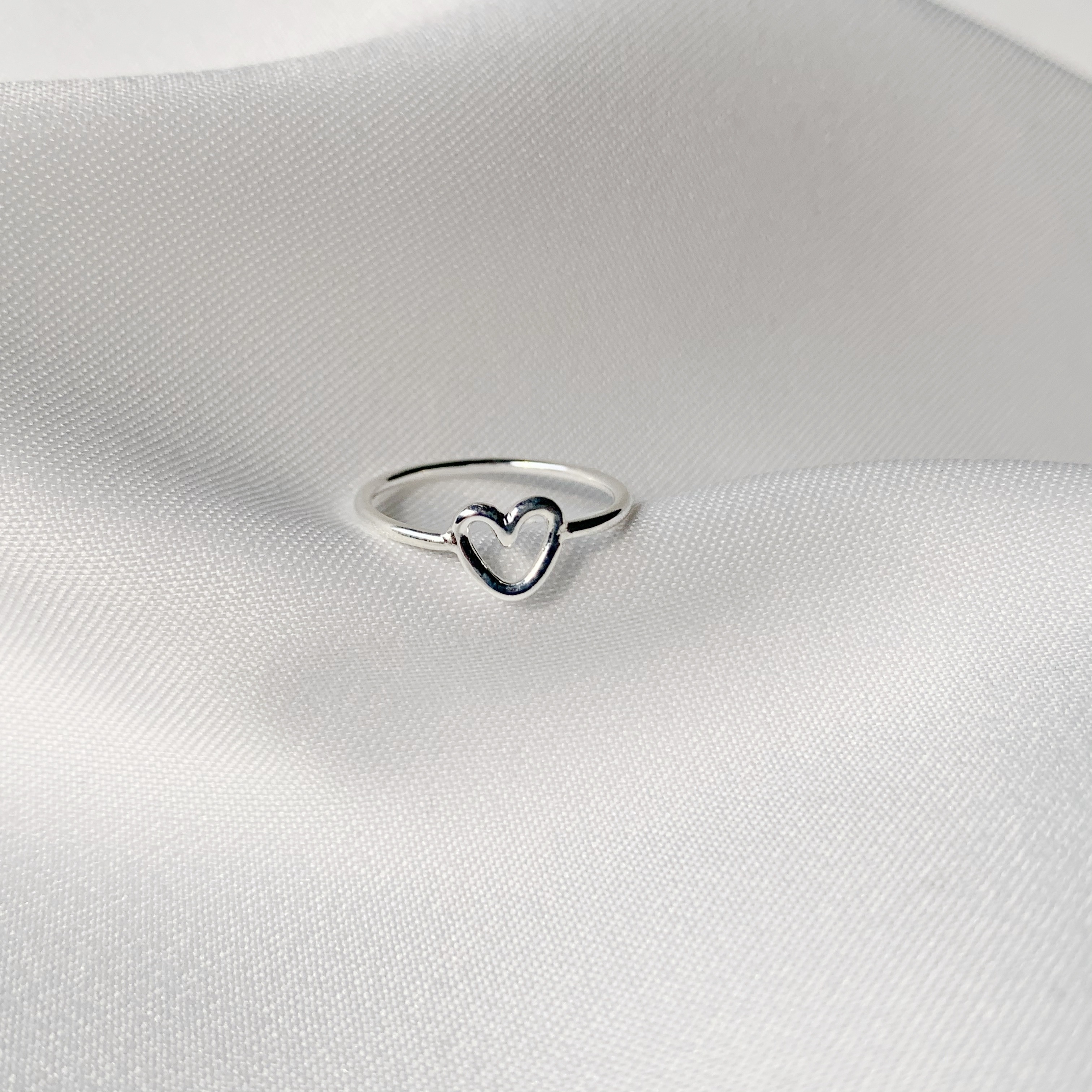 手繪感愛心戒指-銀