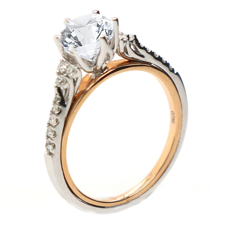 18K 玫瑰金/白金天然鑽石戒指托(RS22HA1355A)