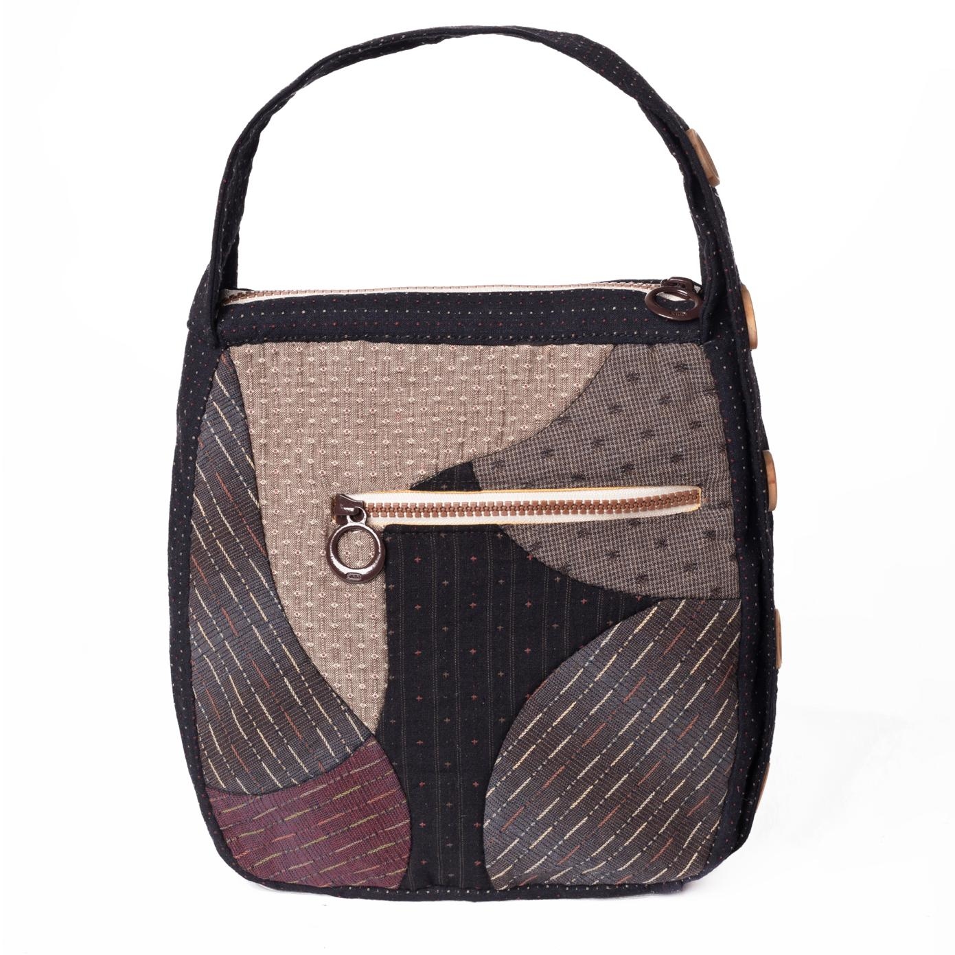 digital pattern (Pre-dyed fabric curved patchwork hand-carry/shoulder bag for dual use)