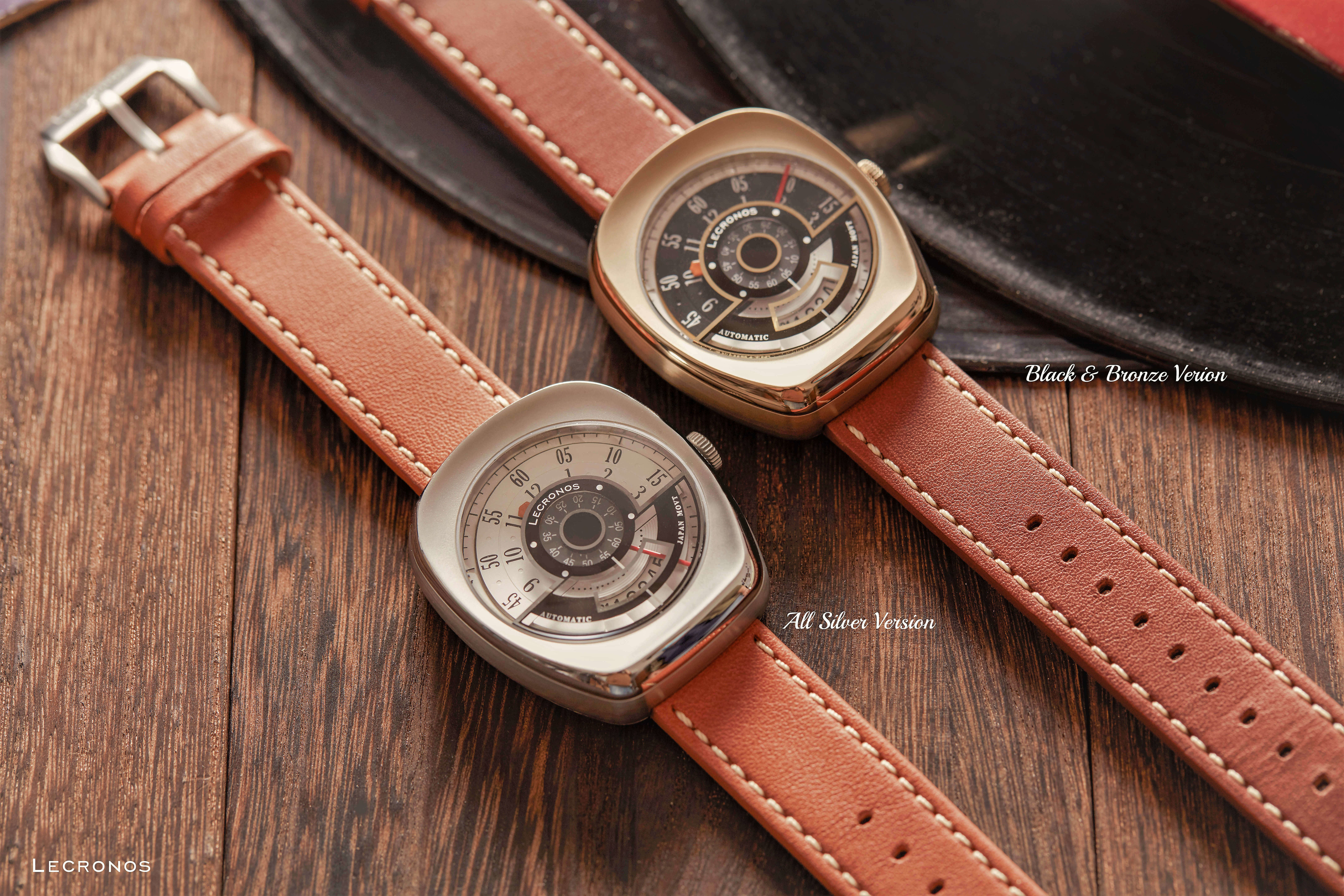 Lecronos Rock for Vintage - All Sliver Brown Strap