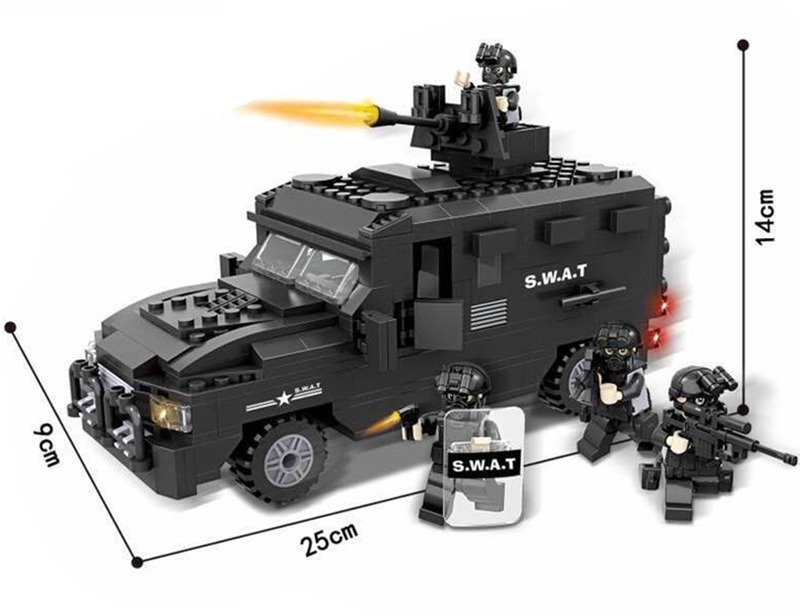 SWAT City Police Explosion-proof Car Model Building Blocks with Minifigs Fit Lego NO BOX HS6509