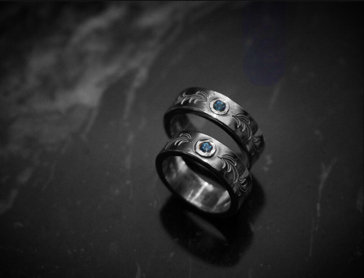 346 唐草花紋鑲石戒指