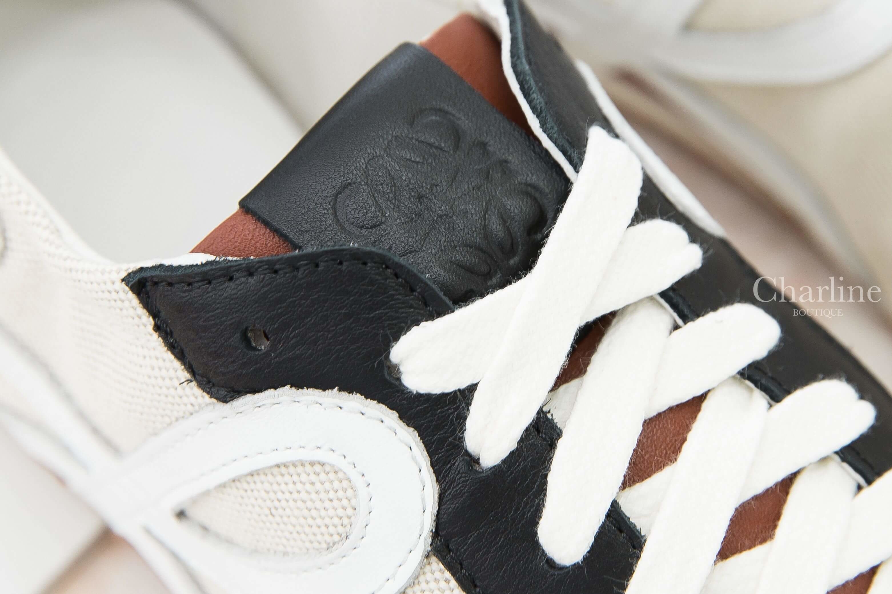 Loewe Linen Ballet Runner Sand/Dark Brown 棕紅/黑色小牛皮拼亞麻運動鞋