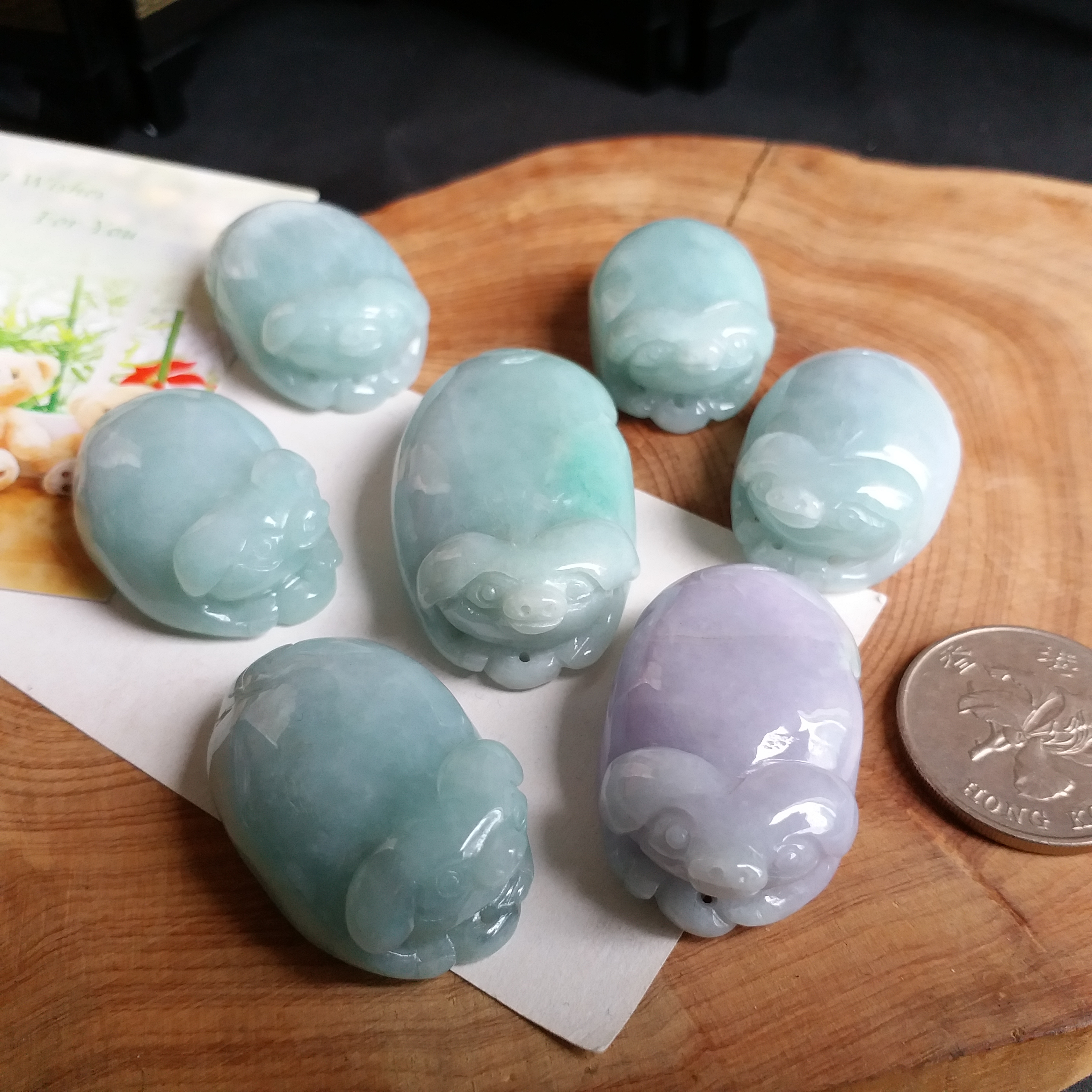 J1725 七小福豬擺件一套7件