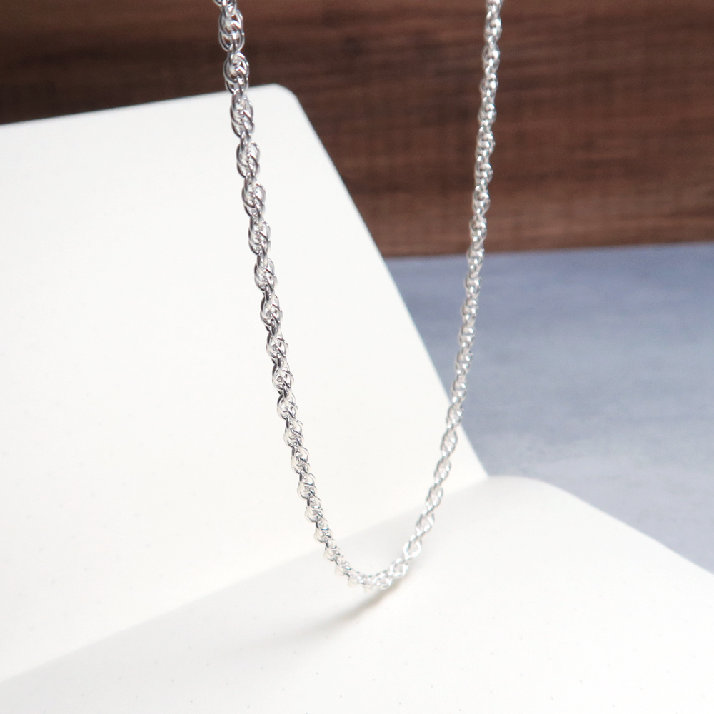 雙扣圓圈鍊(2.4mm中鍊) 925純銀 女生 男生 中性項鍊 客製長度銀鍊