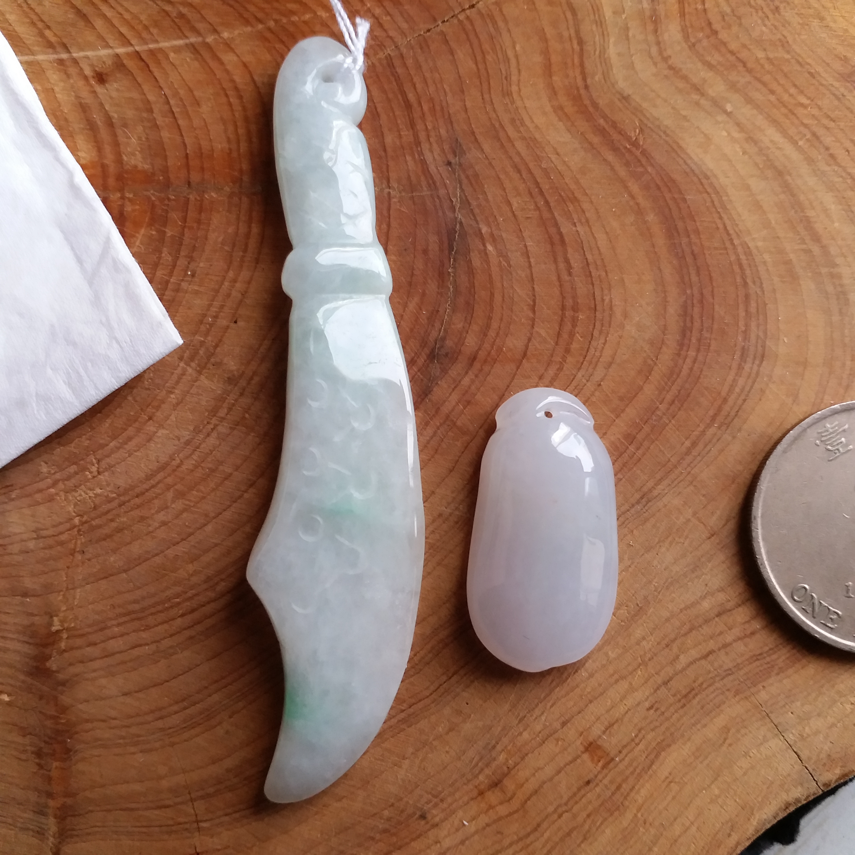 冰糯白度青大關刀+冰白福瓜, 天然翡翠A玉, 緬甸玉, Jade, Jadeite