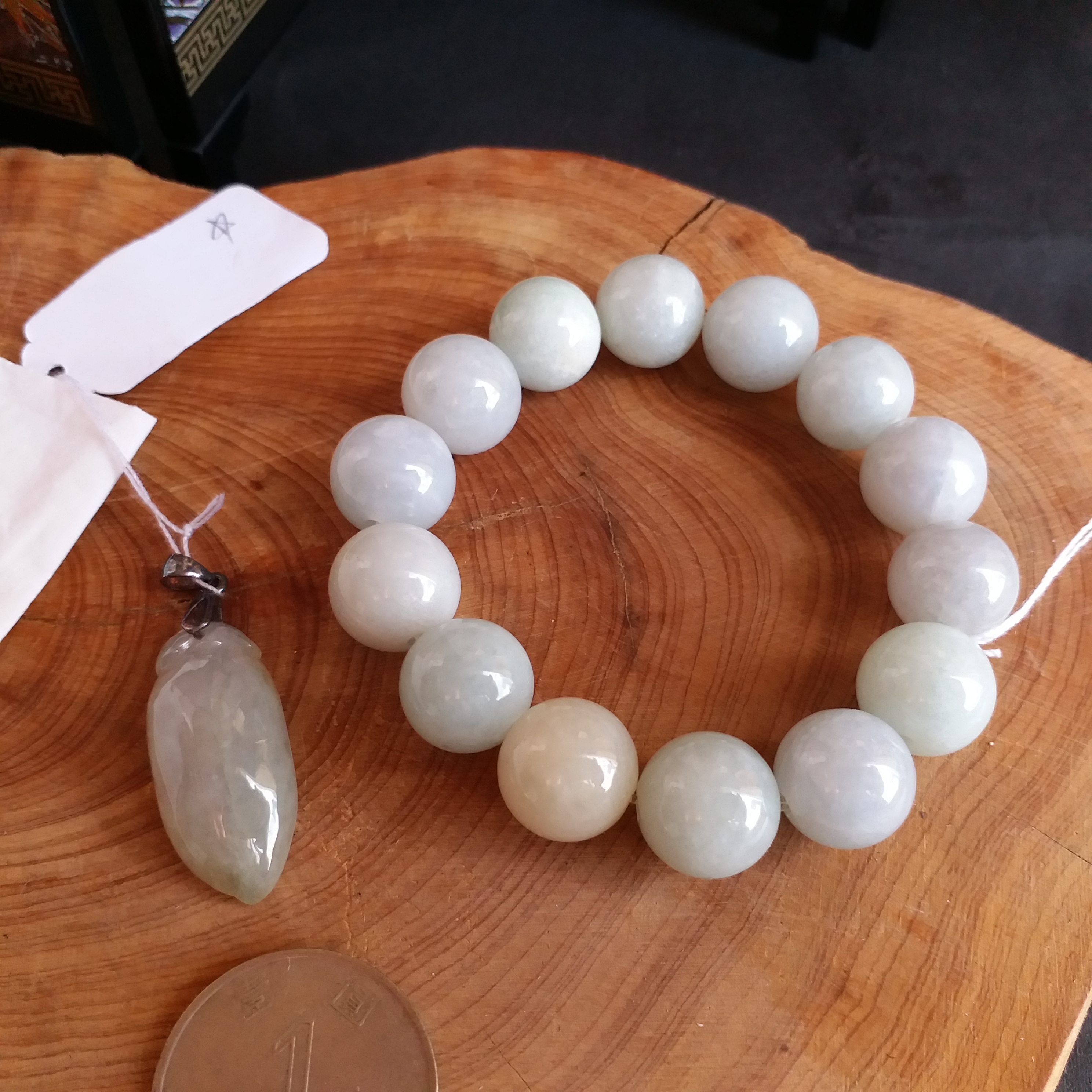 淺綠手串+冰糯福瓜, 天然翡翠A玉, 緬甸玉, Jade, Jadeite