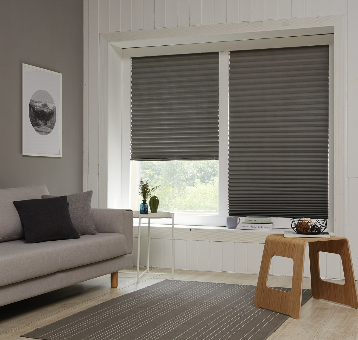 【MOODi 】DIY 雙面使用遮光百葉紙窗簾(灰色)