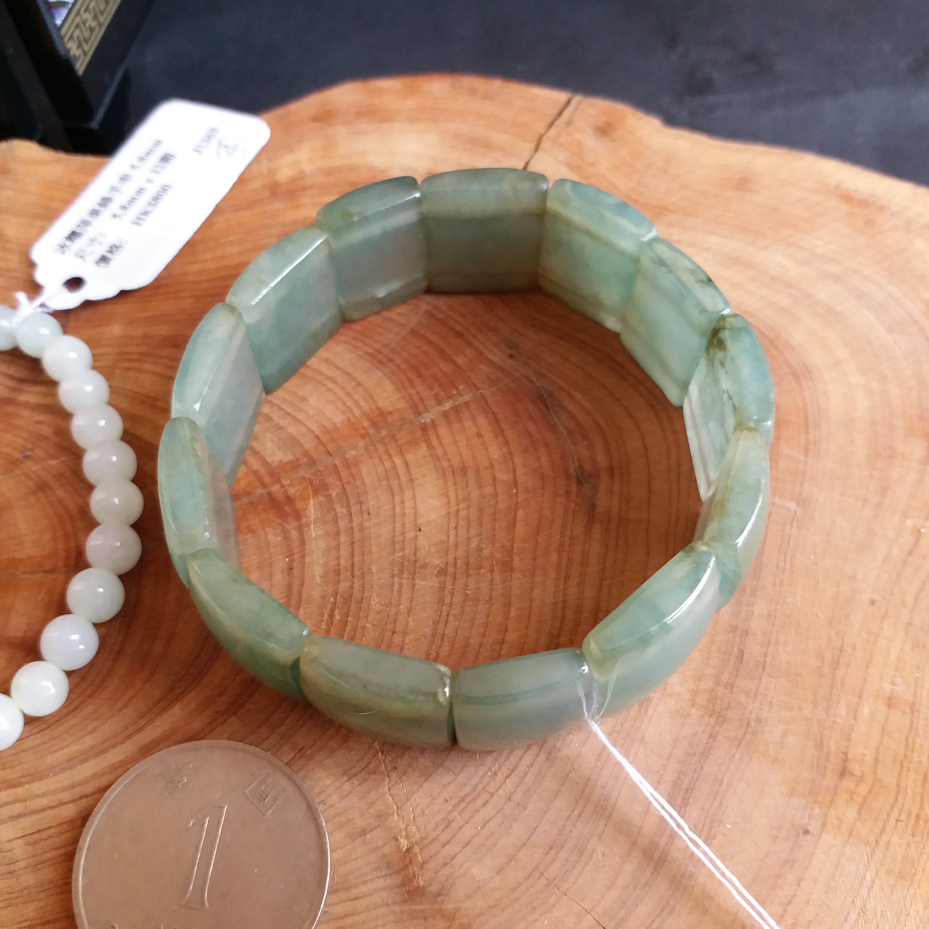 FG31 冰糯油青手排+冰糯萍果綠手串