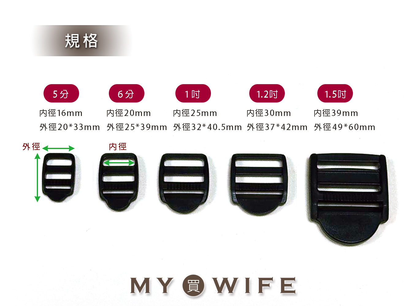 MIT塑鋼梯型環_黑色6規格【ZC-M12/L20A/L15/L25A/L30/L40】