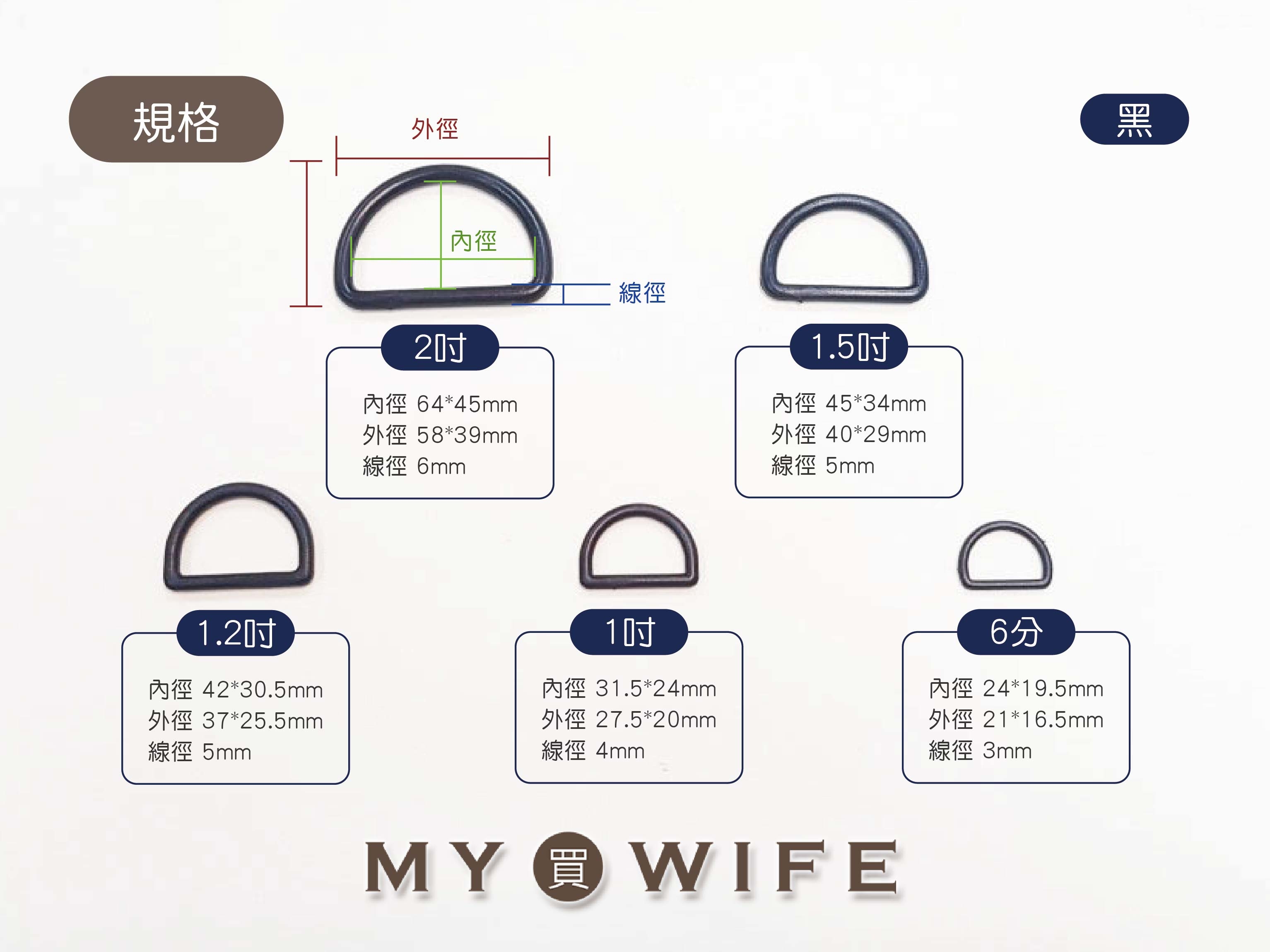 塑鋼D型環_黑色5規格【SL-ZCGD3】