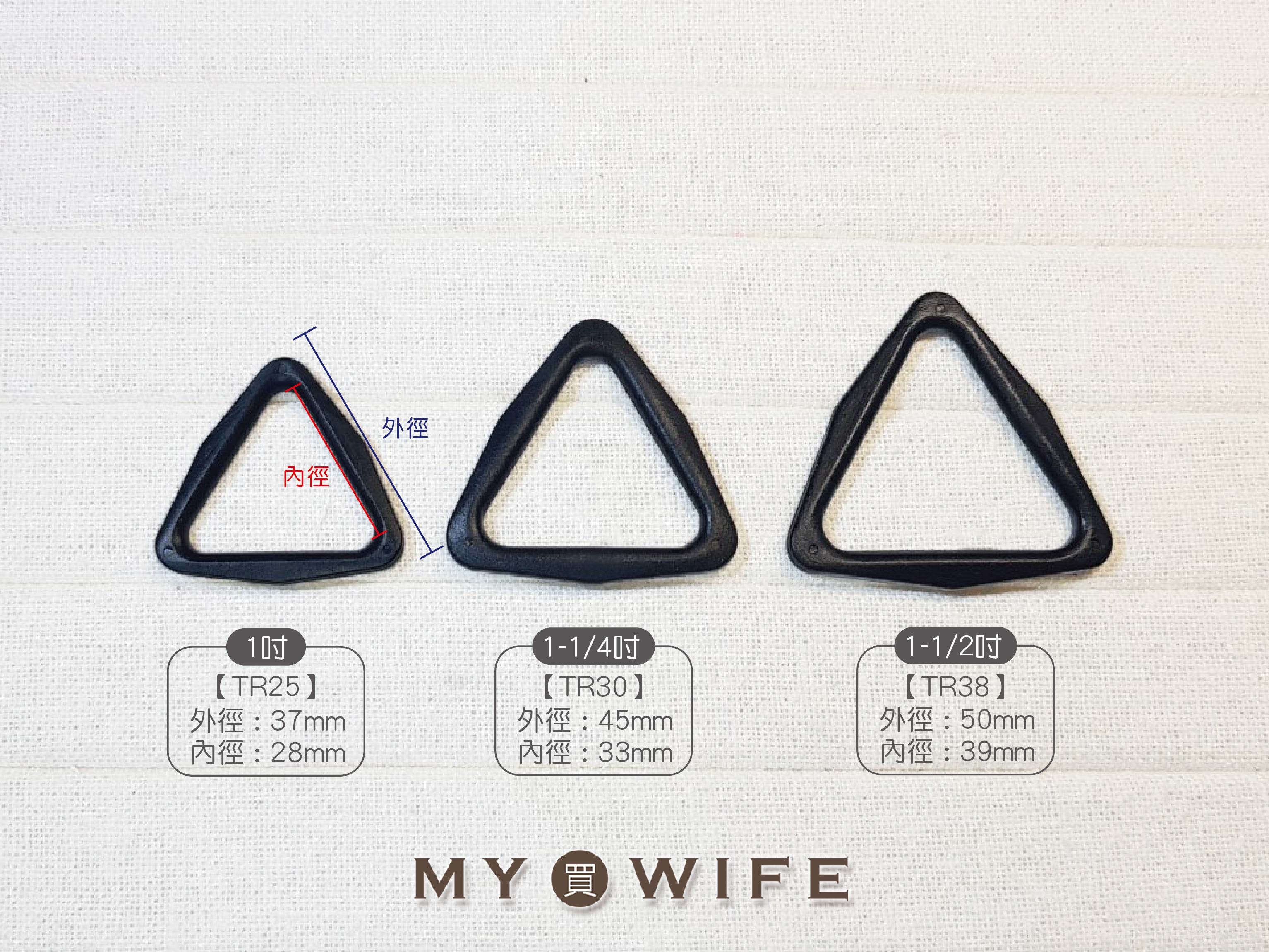 塑鋼三角環_黑色3規格【TR25/TR30/TR38】